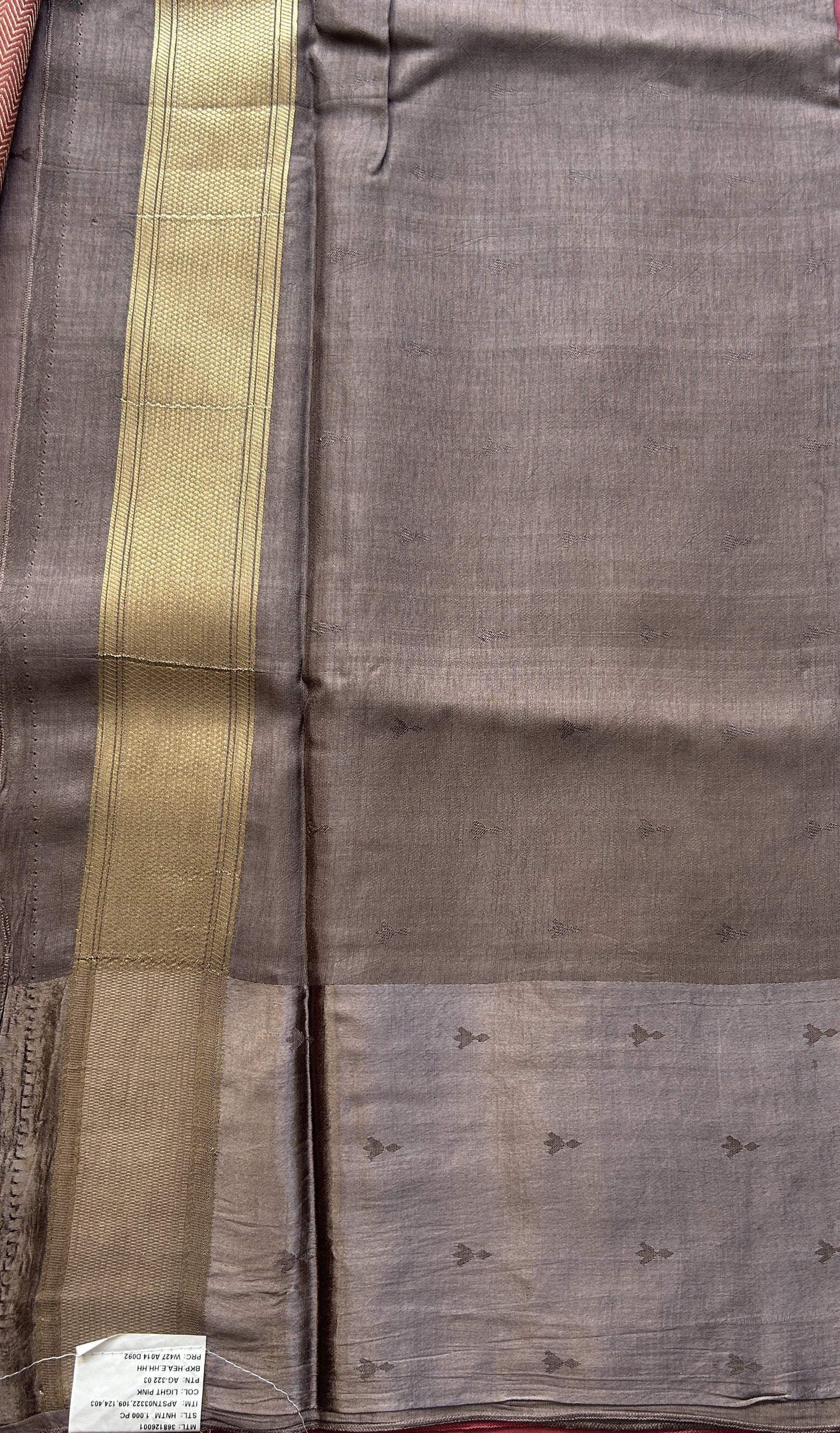 Mona Silk Saree Dark Peach Colored Complemented with a Mashrur Border. - Sampradaya Designer Studio