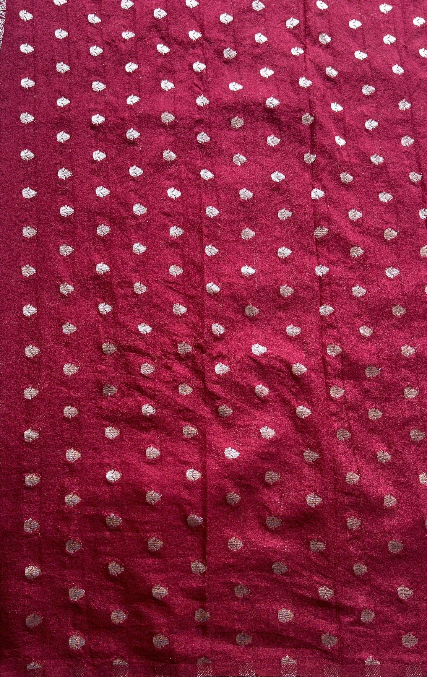 Semi Georgette Saree Maroon Colored Elegantly Paired with a Zari Border. - Sampradaya Designer Studio