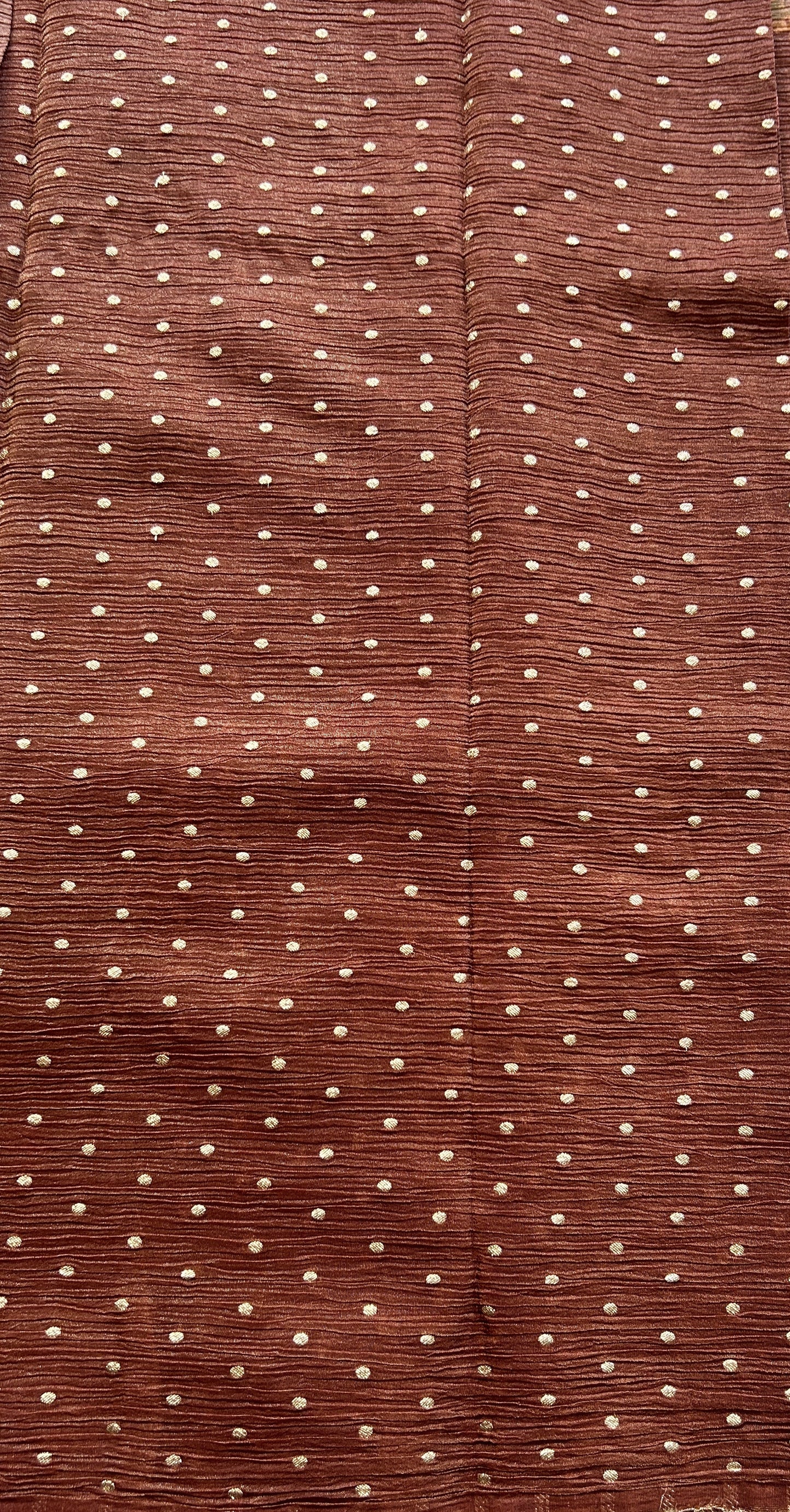 Banarasi Fancy Crushed Saree Dark Rust Colored Complemented with a Zari Border. - Sampradaya Designer Studio