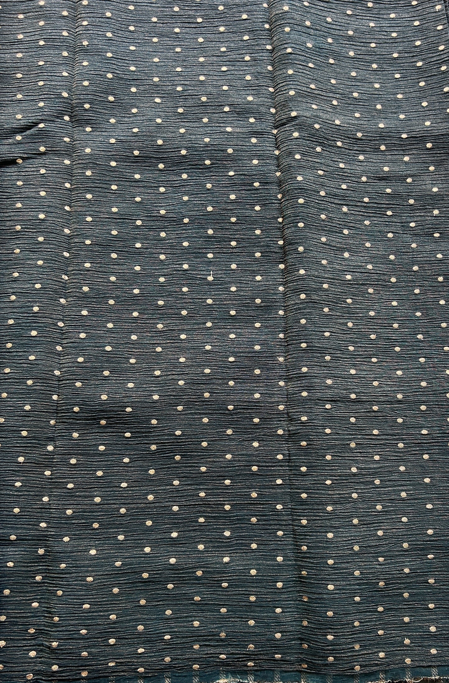 Banarasi Fancy Crushed Saree Peacock Blue Colored Paired with a Zari Border. - Sampradaya Designer Studio