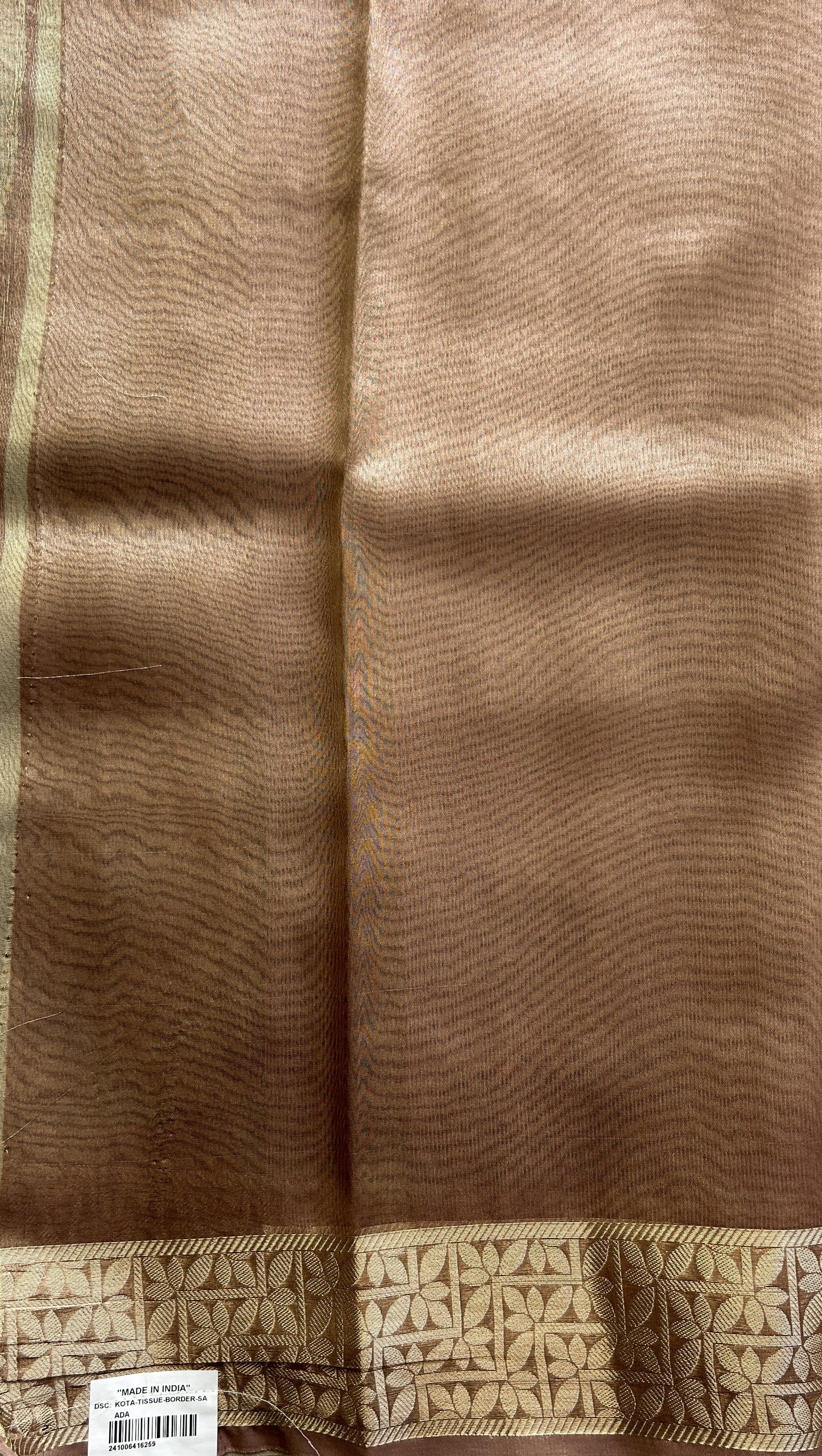 Banarasi Tissue Fancy Saree Sandcastle Colored Complemented with a Zari Border. - Sampradaya Designer Studio