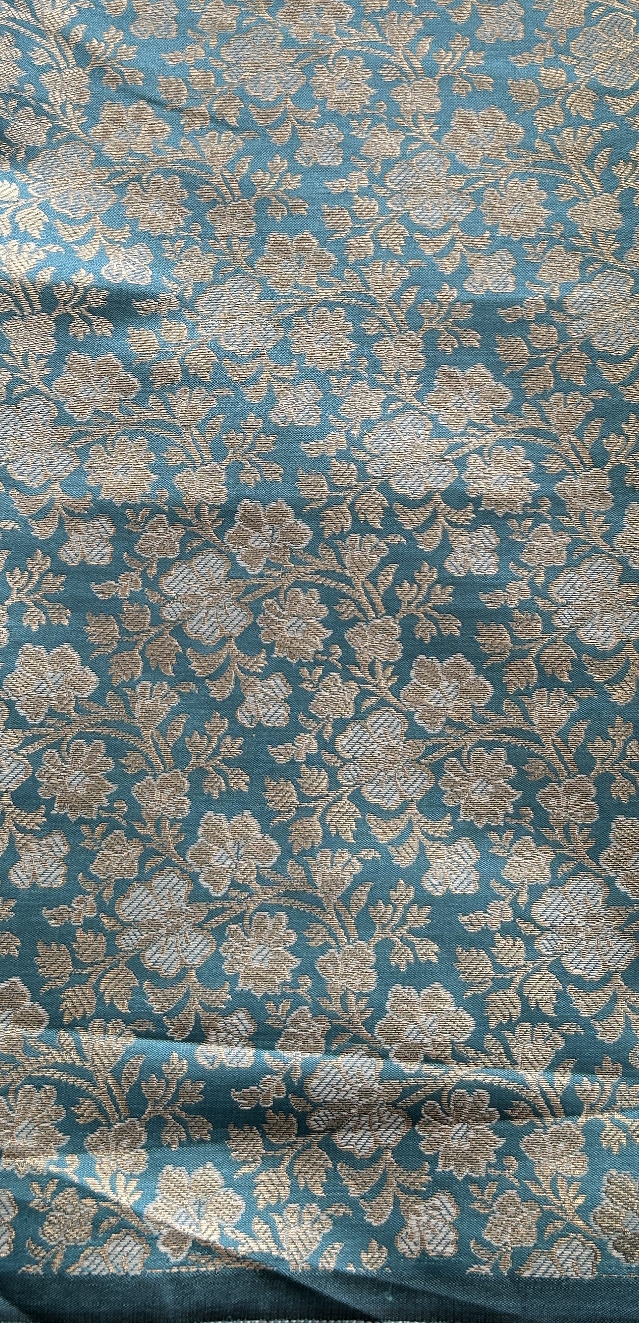 Mangalagiri Plain Pattu Saree Aqua Blue colored complemented with a mangalagiri Gap Border - Sampradaya Designer Studio