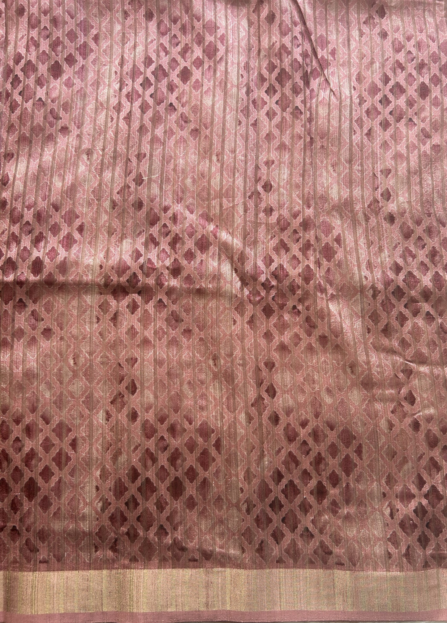 Semi Tussar Saree Onion Pink Colored Elegantly Paired with a Zari Border. - Sampradaya Designer Studio