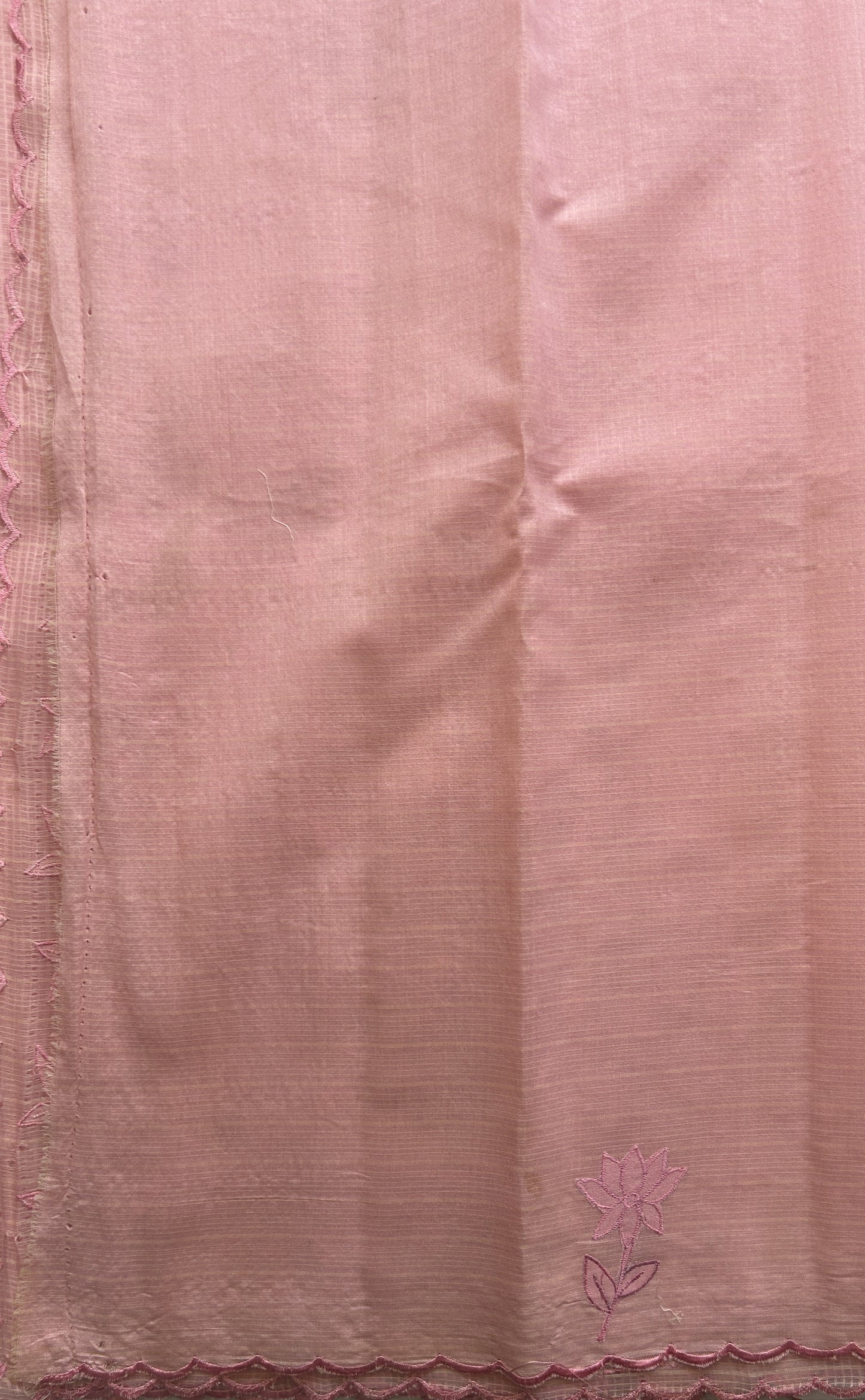 Silk kota Saree Light Pink colored Complemented with a Scallop Border. - Sampradaya Designer Studio