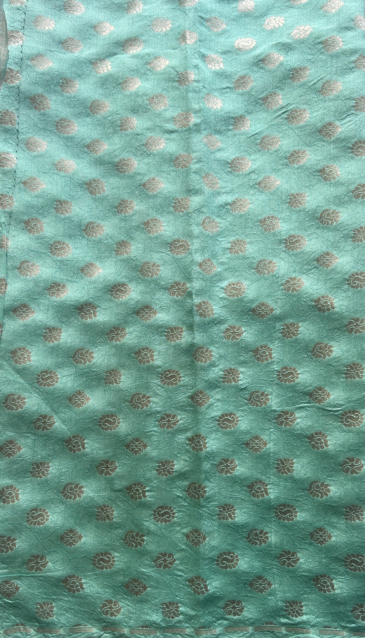 Banarasi Tissue Kora Saree Sea Blue Colored Complemented with a Zari Border. - Sampradaya Designer Studio