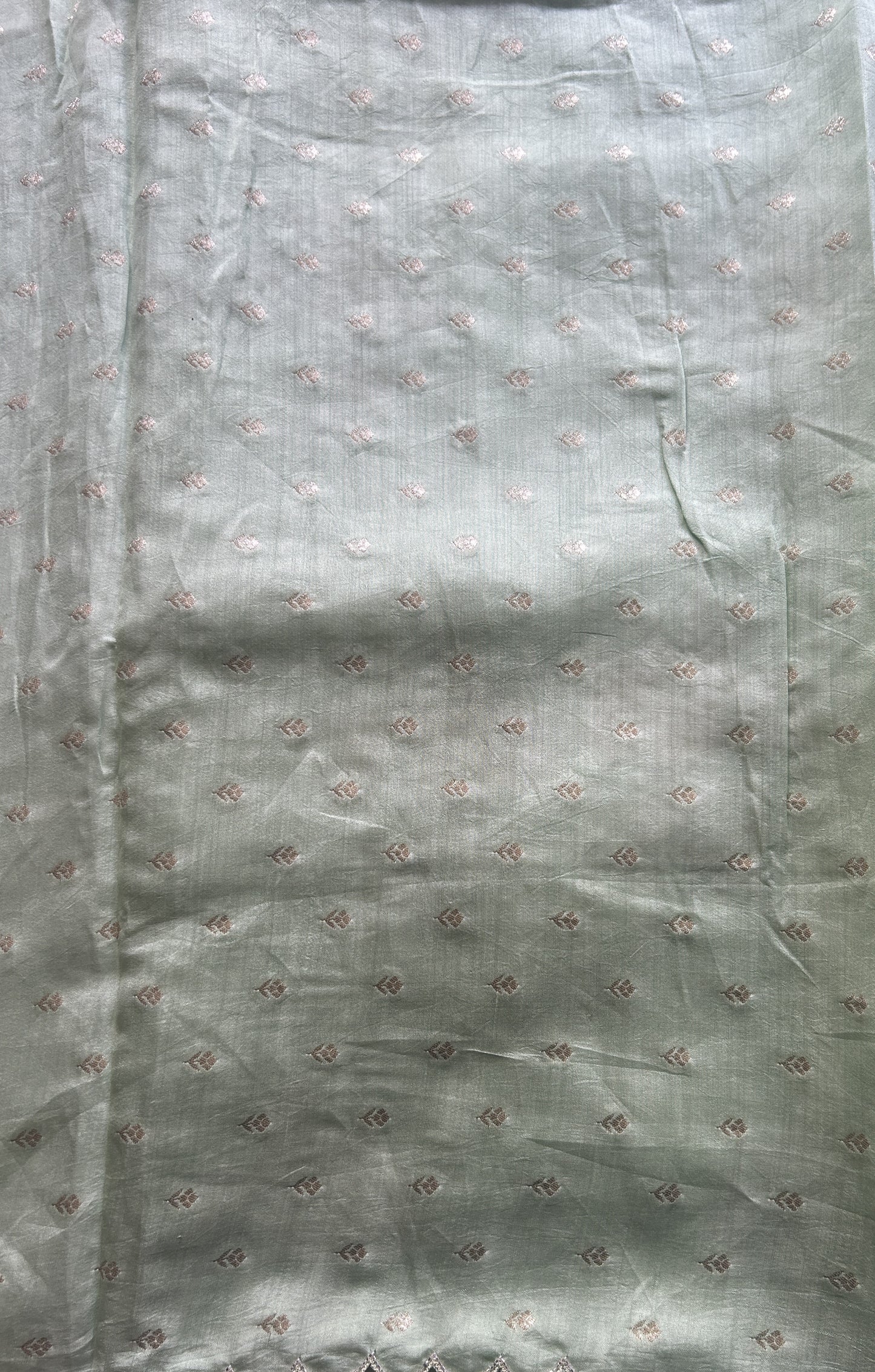 Banarasi Tissue Kora Saree Parrot Green Colored Complemented with a Scallop Border. - Sampradaya Designer Studio