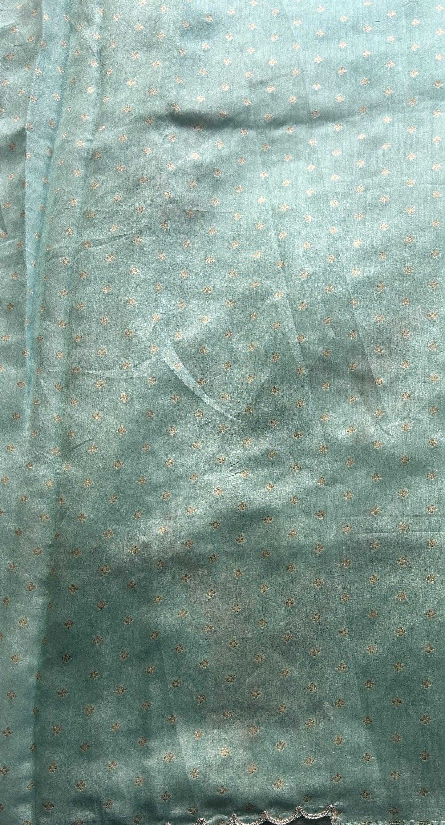 Banarasi Tissue Kora Saree Light Blue Colored Complemented with a Scallop Border. - Sampradaya Designer Studio