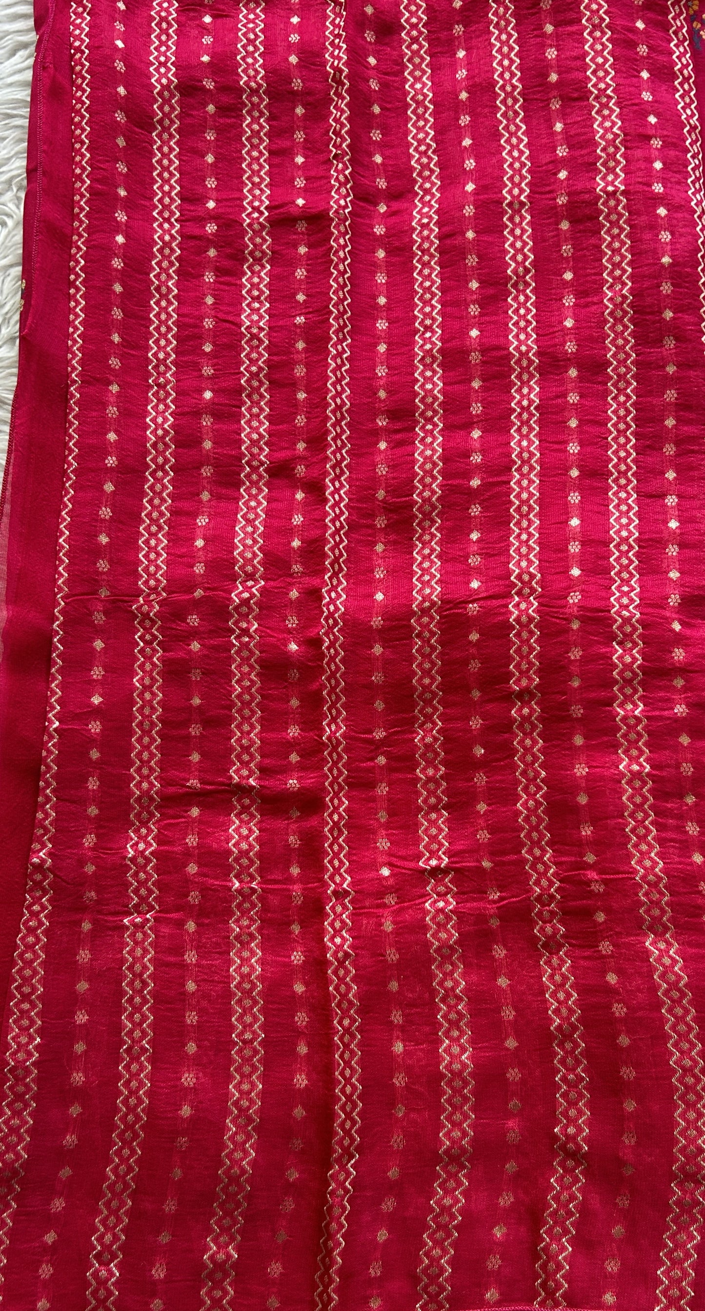 Banarasi Tussar Georgette Saree Pink Colored Complemented with a Minakari border. - Sampradaya Designer Studio