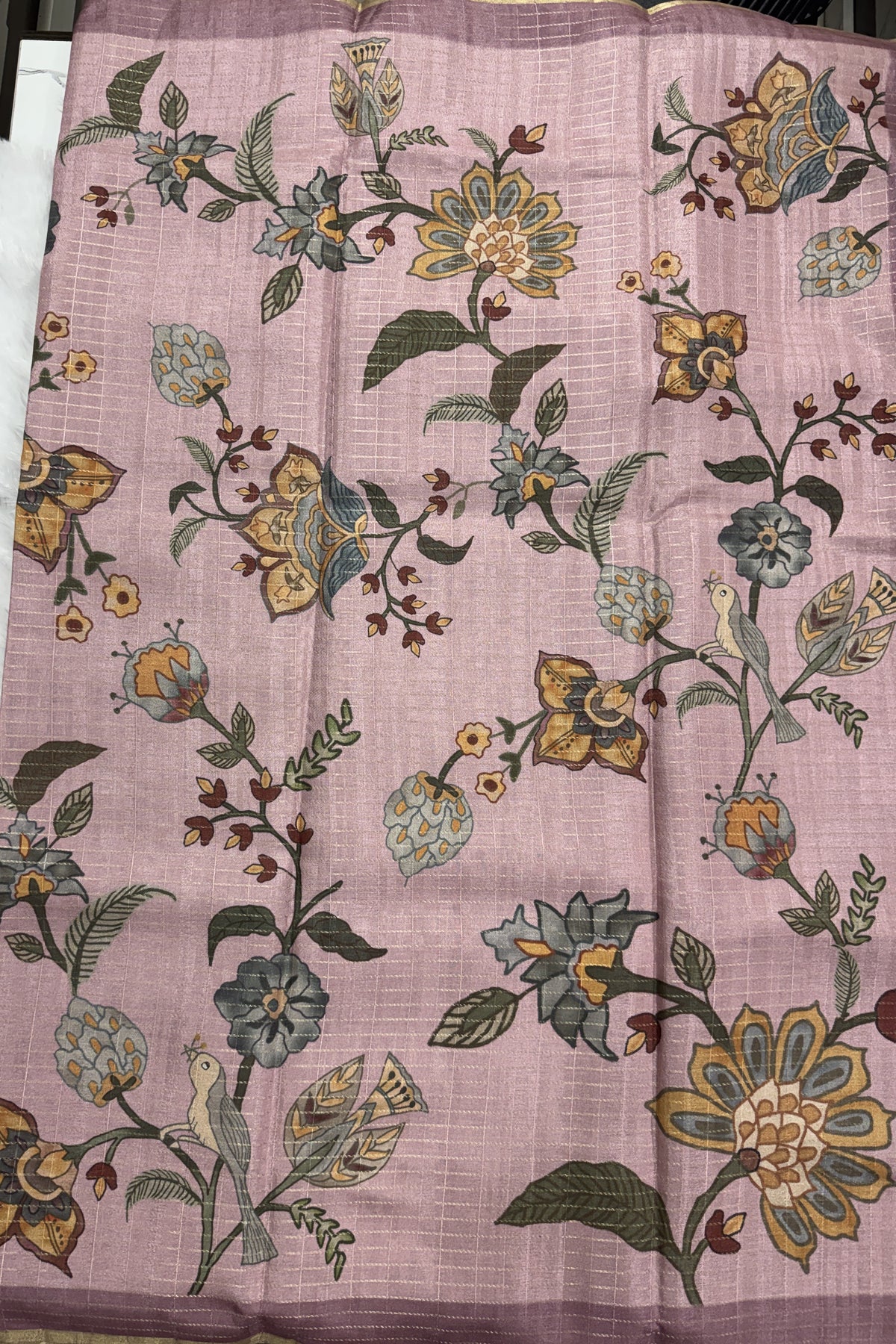 Semi Tussar Silk Saree -Baby Pink color with Gold Zari Border - Elegant Fancy Saree for Party & Office Wear