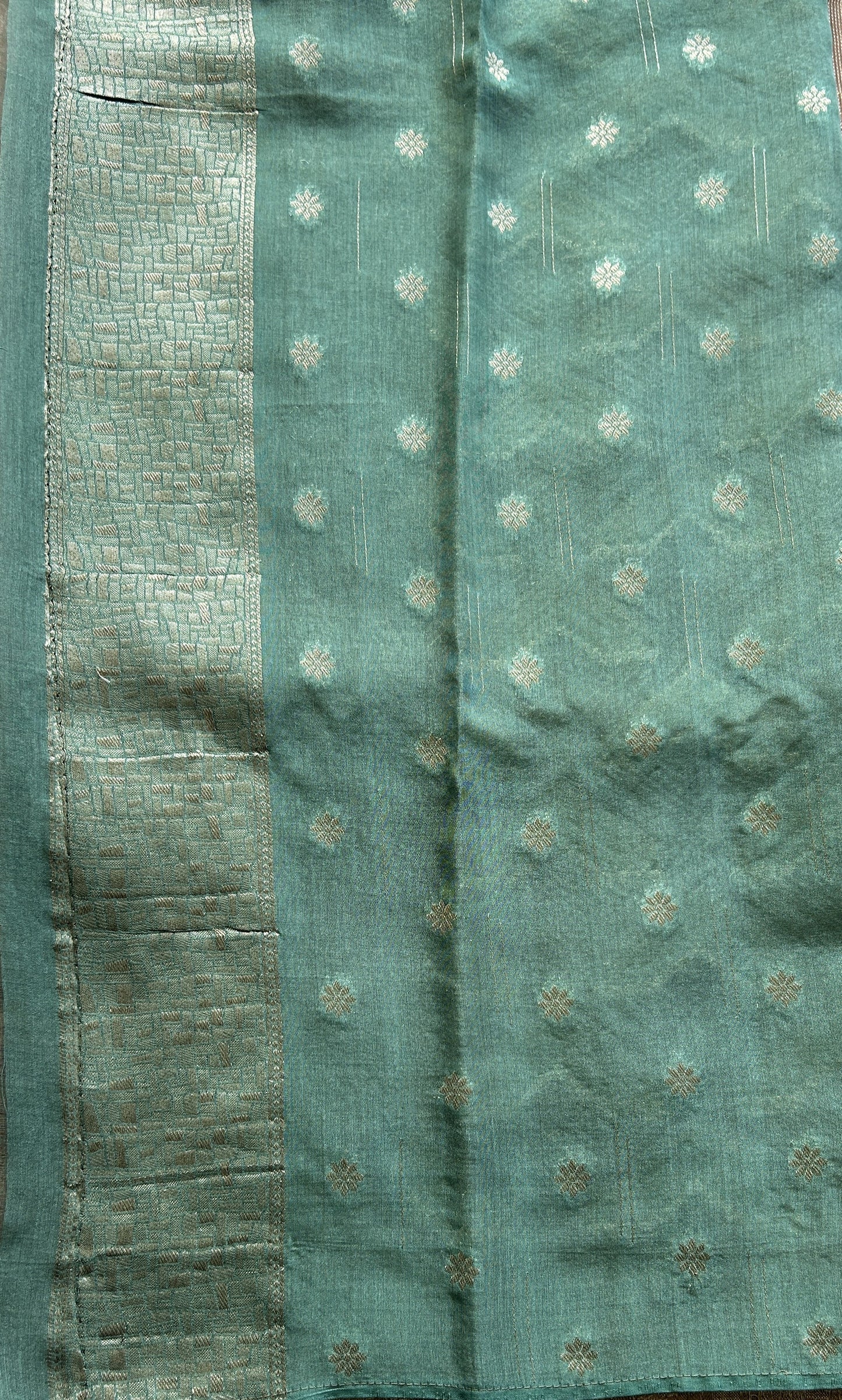 Semi Georgette Saree Light Brown Colored Elegantly Paired with a Zari Border. - Sampradaya Designer Studio