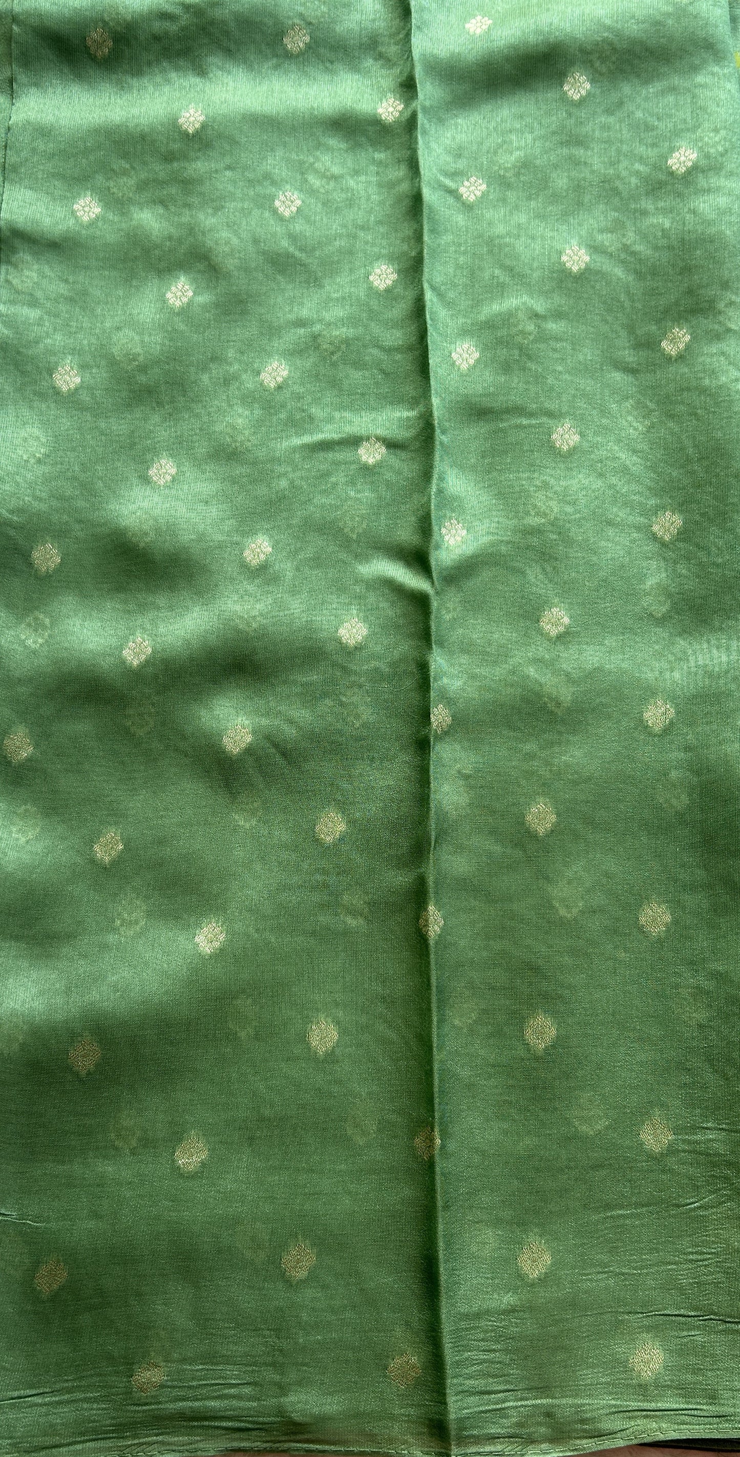 Banarasi Tussar Georgette Saree Sea Green Colored Complemented with a Minakari border. - Sampradaya Designer Studio