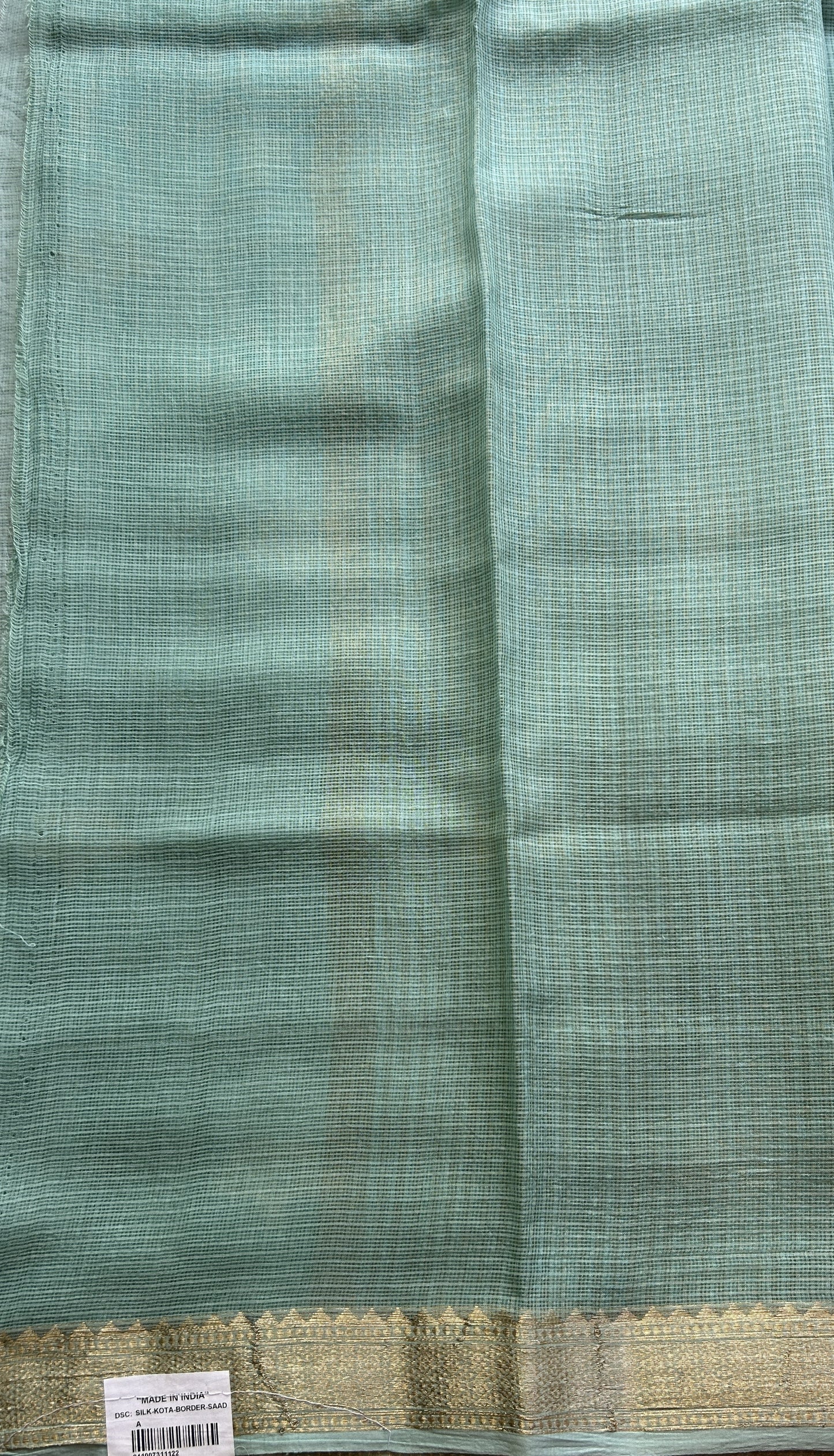 Silk kota Saree Light Sea Green colored Complemented with a Zari Border. - Sampradaya Designer Studio