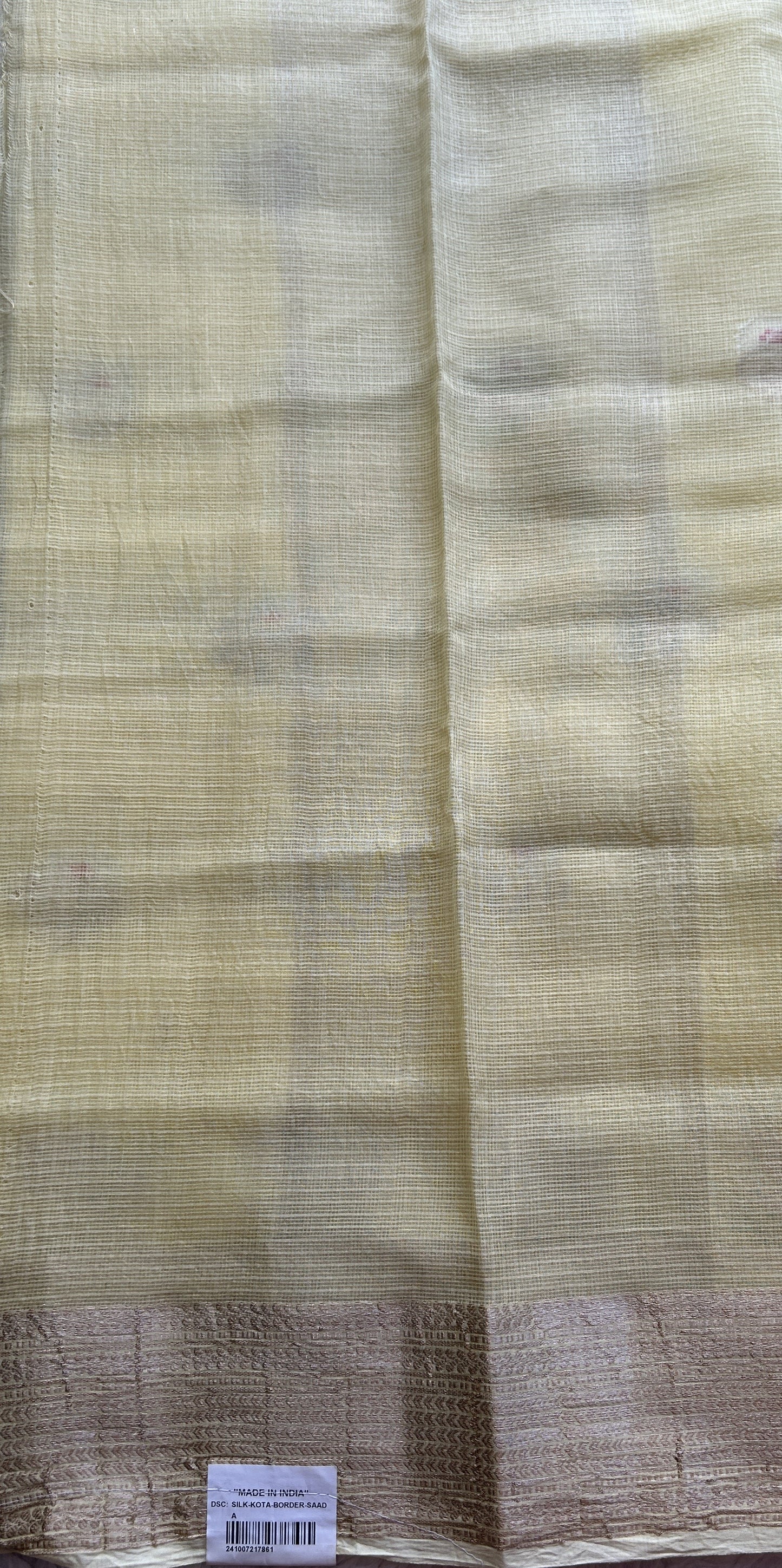 Silk kota Saree Light Yellow colored Complemented with a Zari Border. - Sampradaya Designer Studio