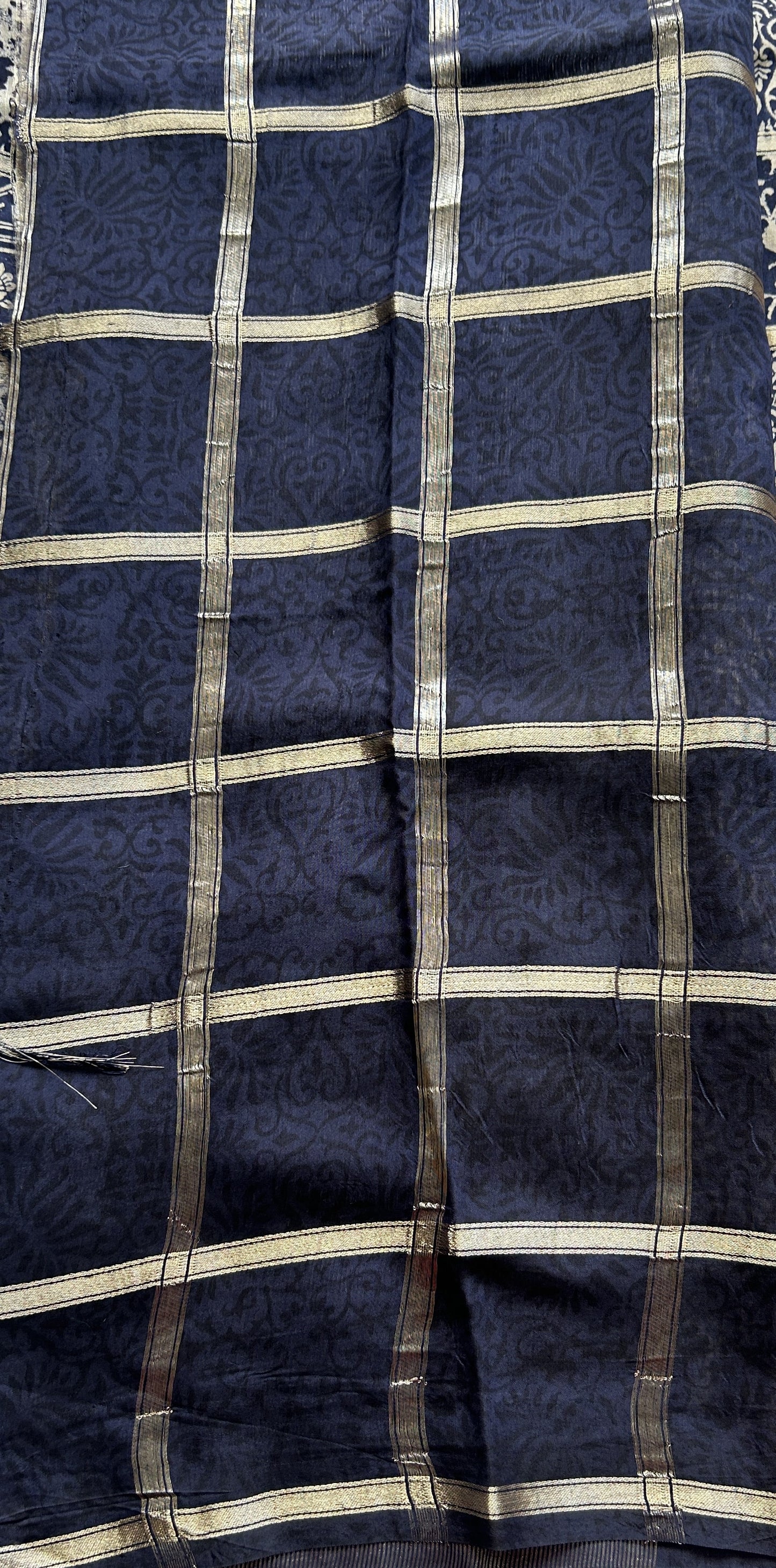 Dola Crepe Saree Navy Blue Colored Complemented with a Borderless. - Sampradaya Designer Studio