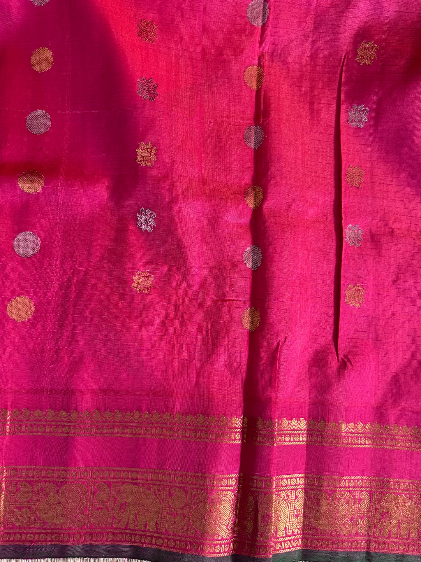 Brown Gadwal Silk Saree with Gold Zari Border — Pure Handloom | Silk Mark Certified