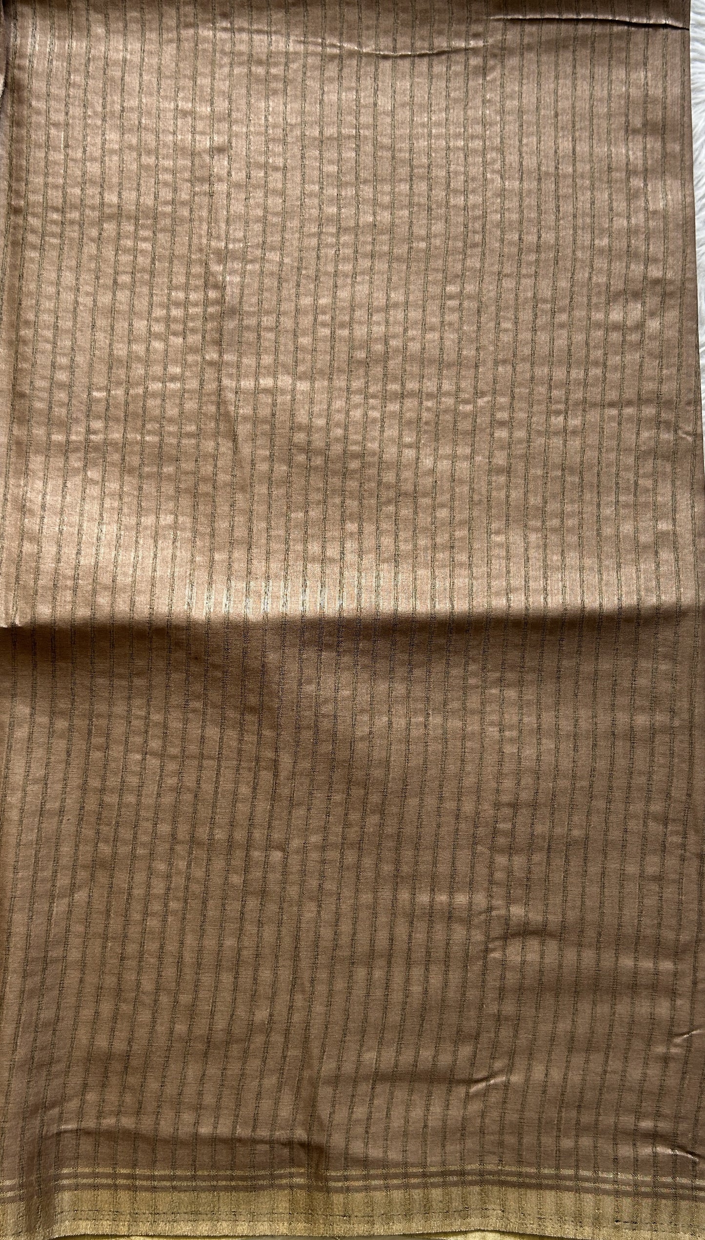 Semi Tussar Saree Russet Colored complemented with a Zari Border. - Sampradaya Designer Studio