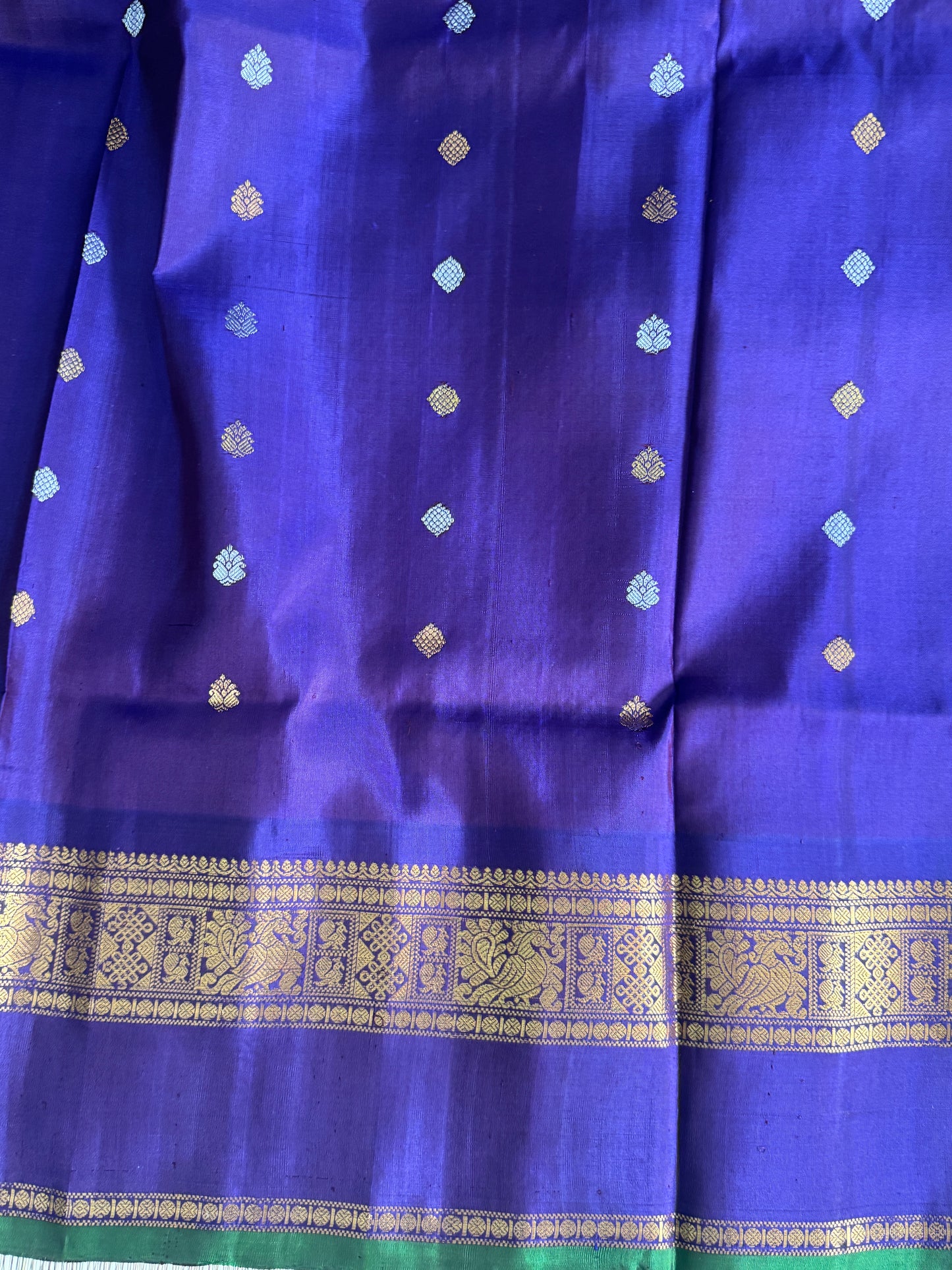 Gold Gadwal Silk Saree with Gold Zari Border — Pure Handloom | Silk Mark Certified
