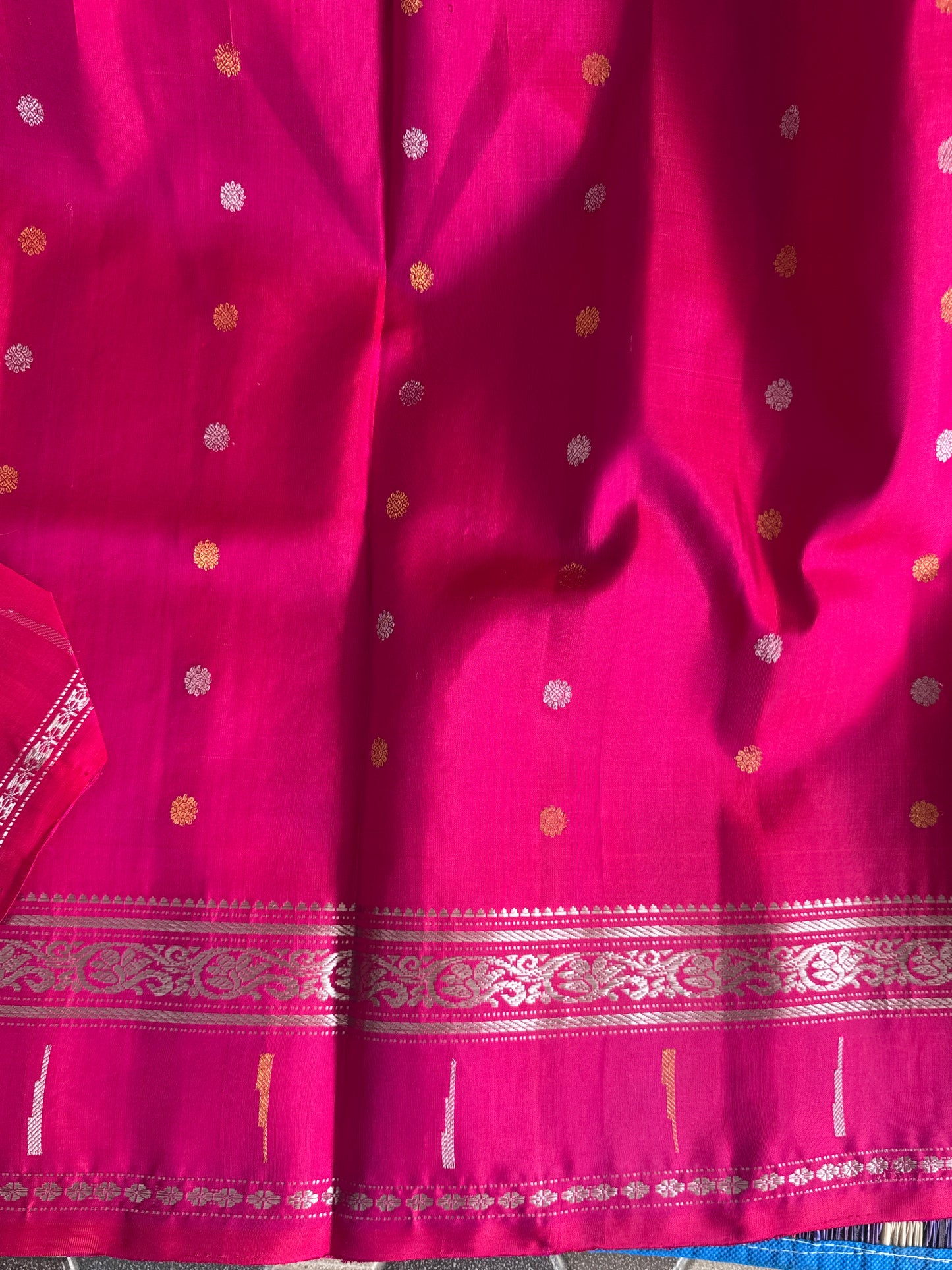 Pink Gadwal Silk Saree with Gold Zari Border — Pure Handloom | Silk Mark Certified