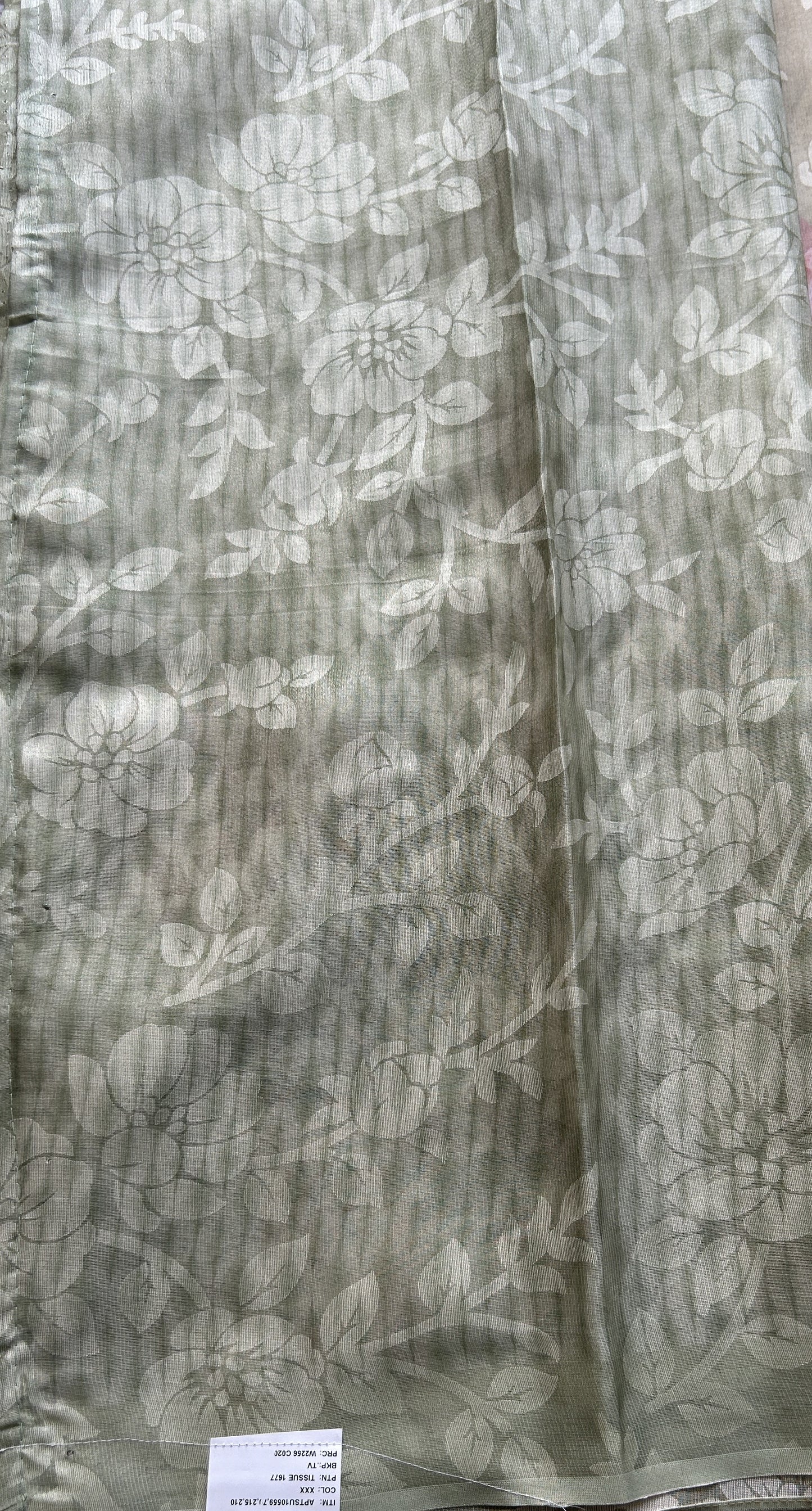 Semi Tussar Tissue Saree Very Light Green Colored complemented with a Borderless. - Sampradaya Designer Studio
