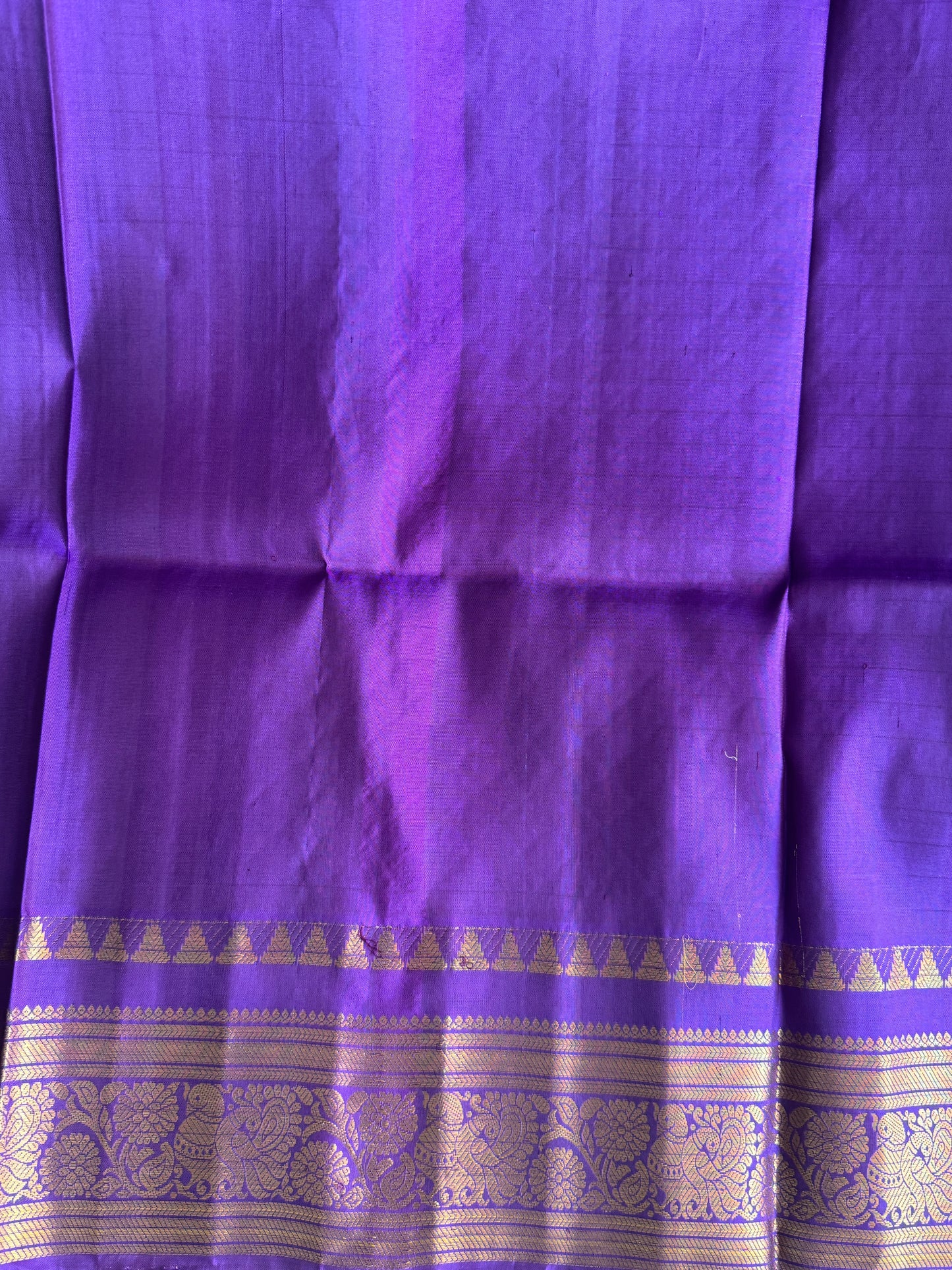 Blue Gadwal Silk Saree with Gold Zari Border — Pure Handloom | Silk Mark Certified