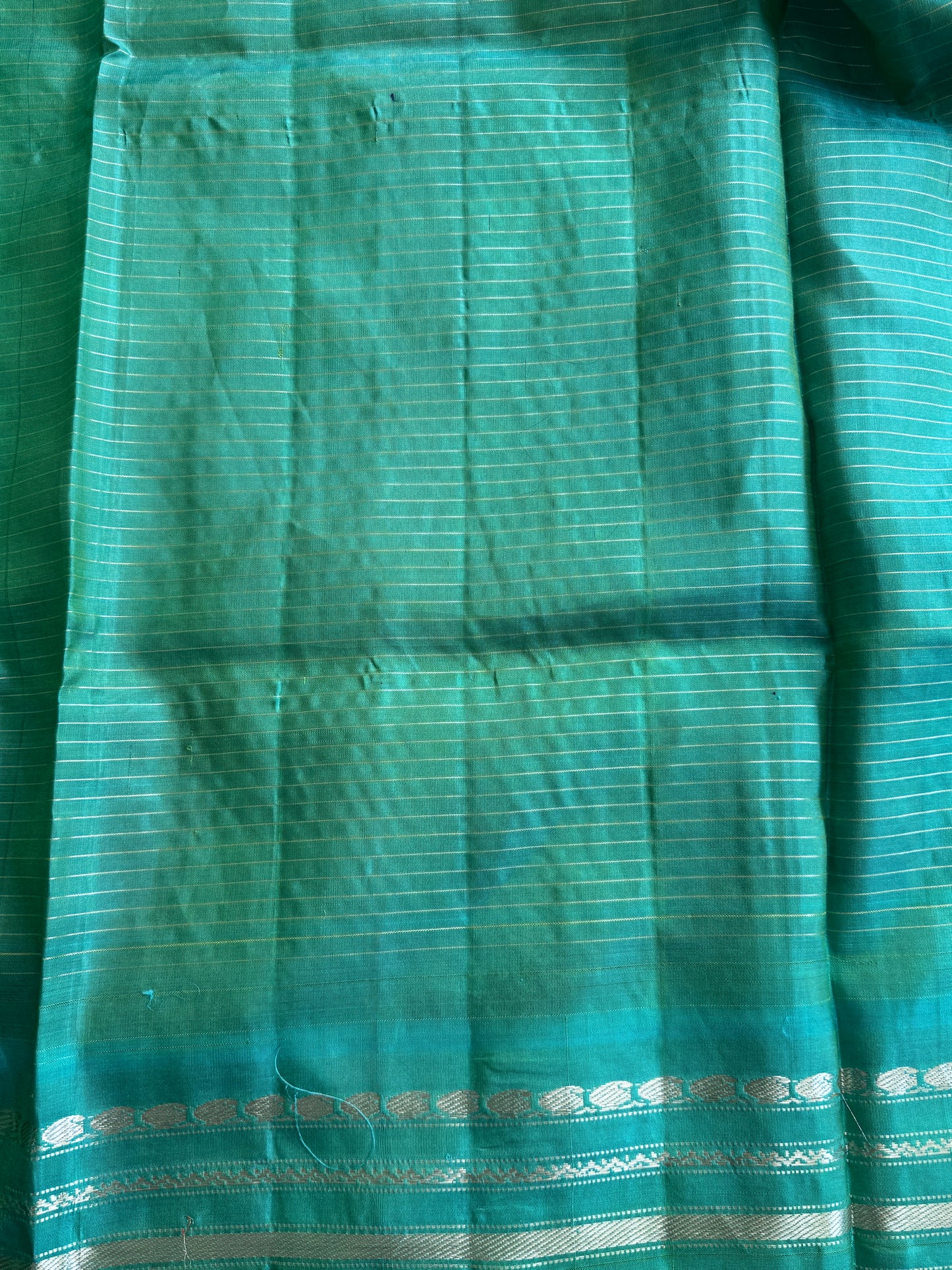 Orange Gadwal Silk Saree with Gold Zari Border — Pure Handloom | Silk Mark Certified