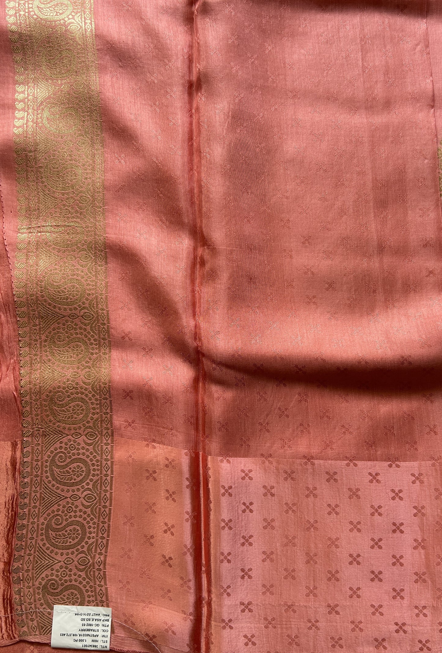 Mona Silk Saree Peach Pink Colored Complemented with a Mushrur Border. - Sampradaya Designer Studio