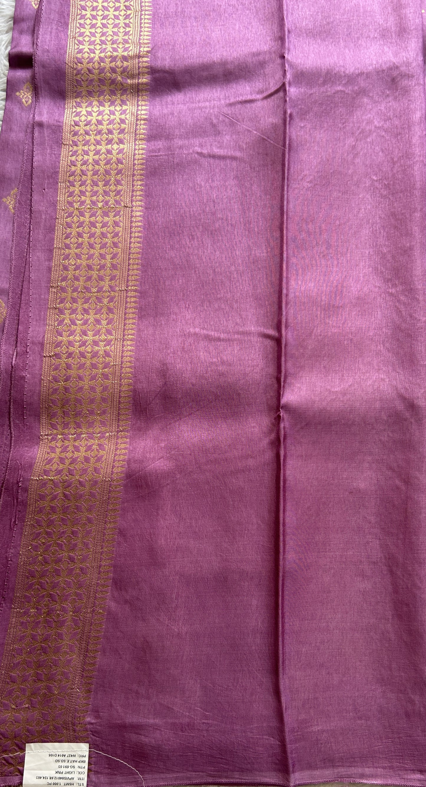 Mona Silk Saree Lavender Colored Complemented with a Mushrur Border. - Sampradaya Designer Studio