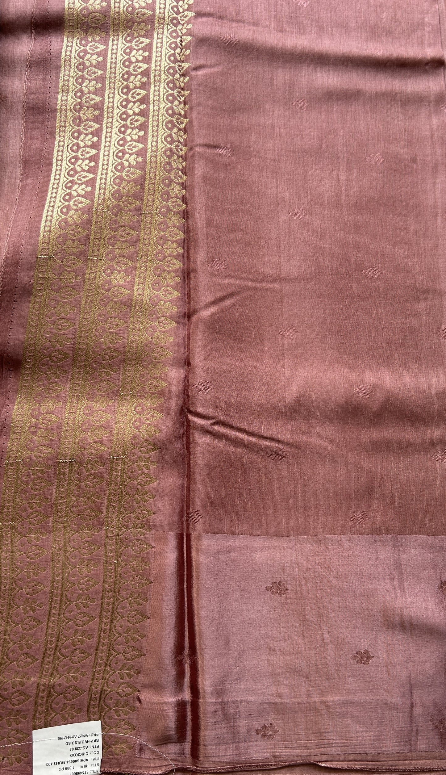Mona Silk Saree Rouge Colored Complemented with a Mushrur Border. - Sampradaya Designer Studio