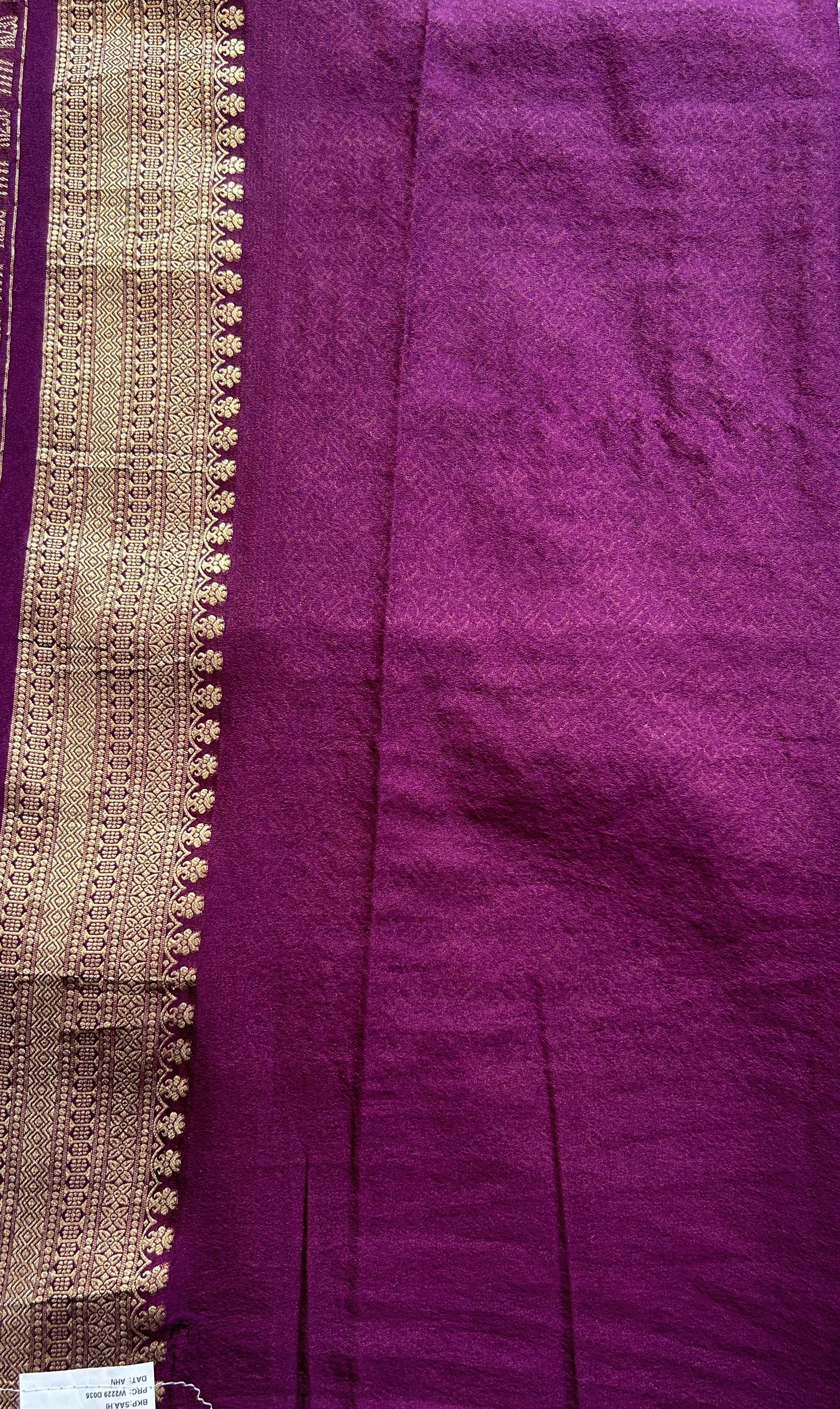 Semi Georgette Saree Lavender Colored Complemented with a Zari Border. - Sampradaya Designer Studio