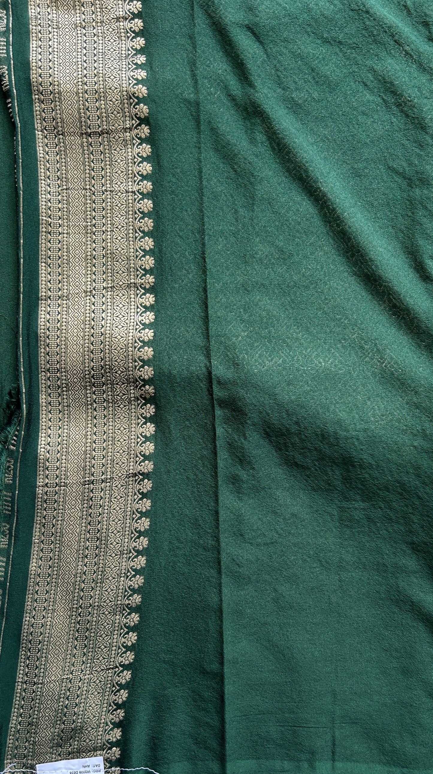 Semi Georgette Saree Lemon Green Colored Complemented with a Bottle Green Color Zari Border. - Sampradaya Designer Studio
