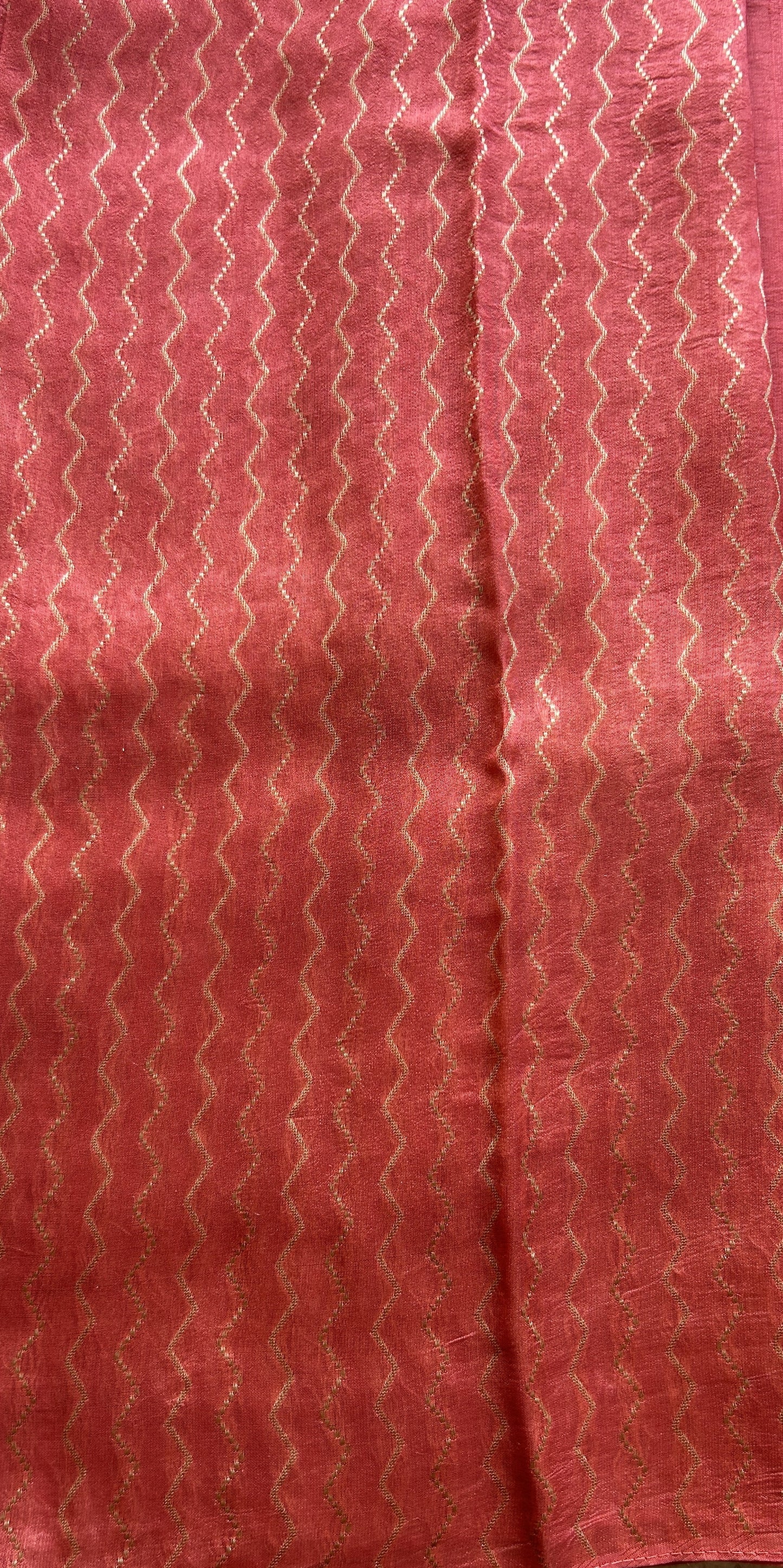 Banarasi Tussar Georgette Saree Peach Colored Paired with a Zari Border. - Sampradaya Designer Studio