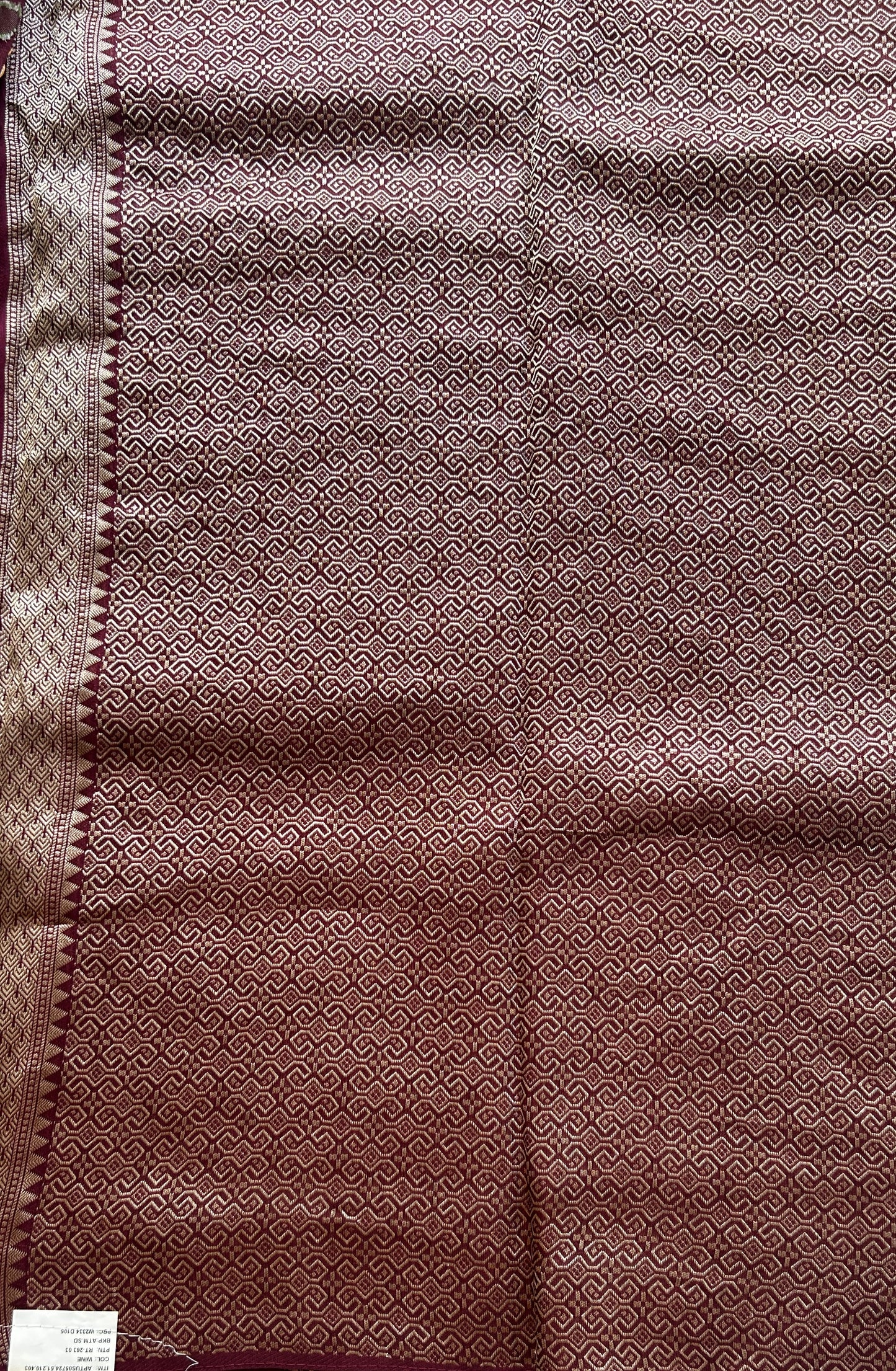 Banarasi Tussar Georgette Saree Burgundy Colored Paired with a Zari Border. - Sampradaya Designer Studio