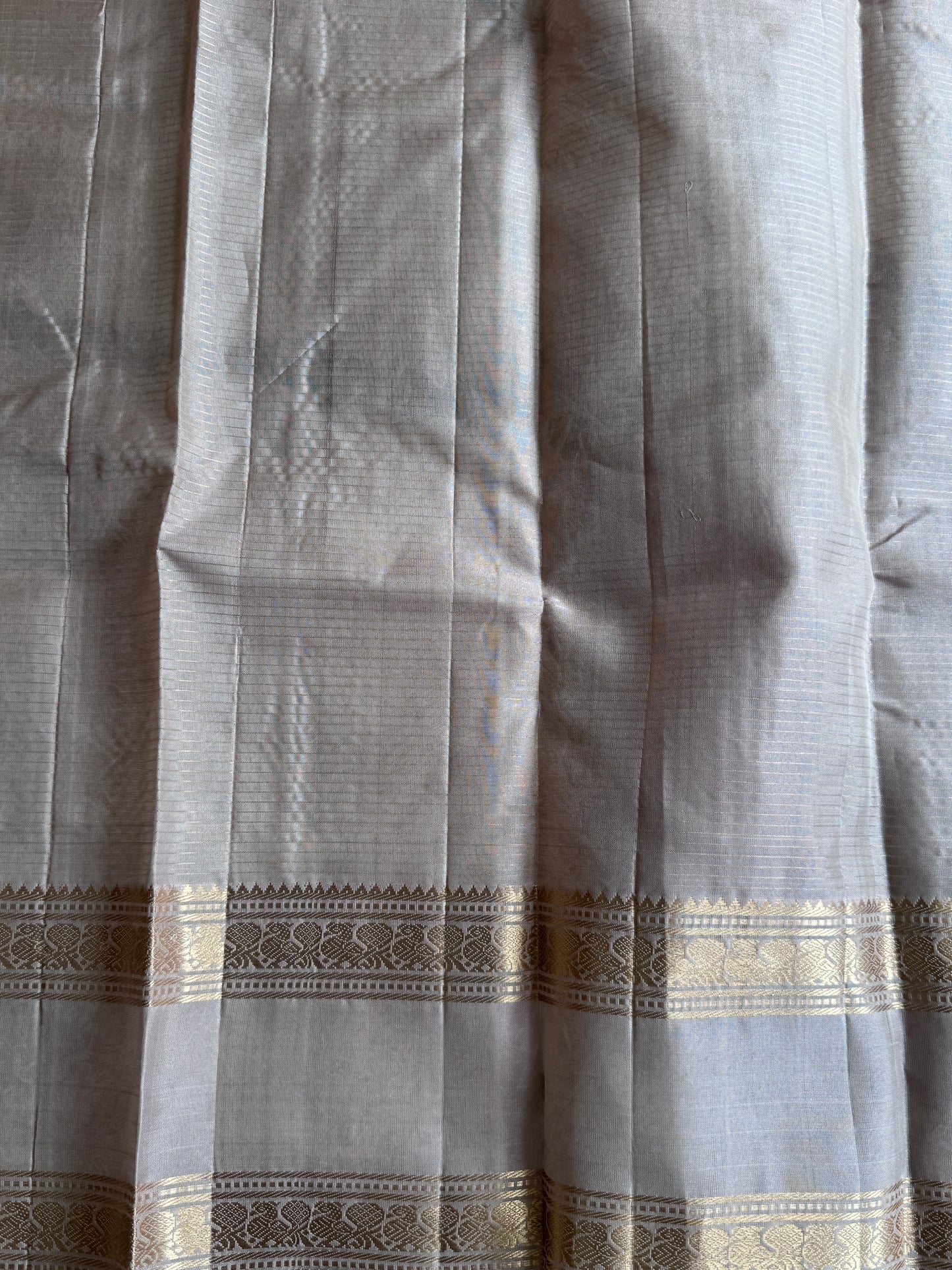 Orange Pure Kanjivaram Silk Saree | Gap Border With Peacock Butta | Handloom | Silk Mark Certified