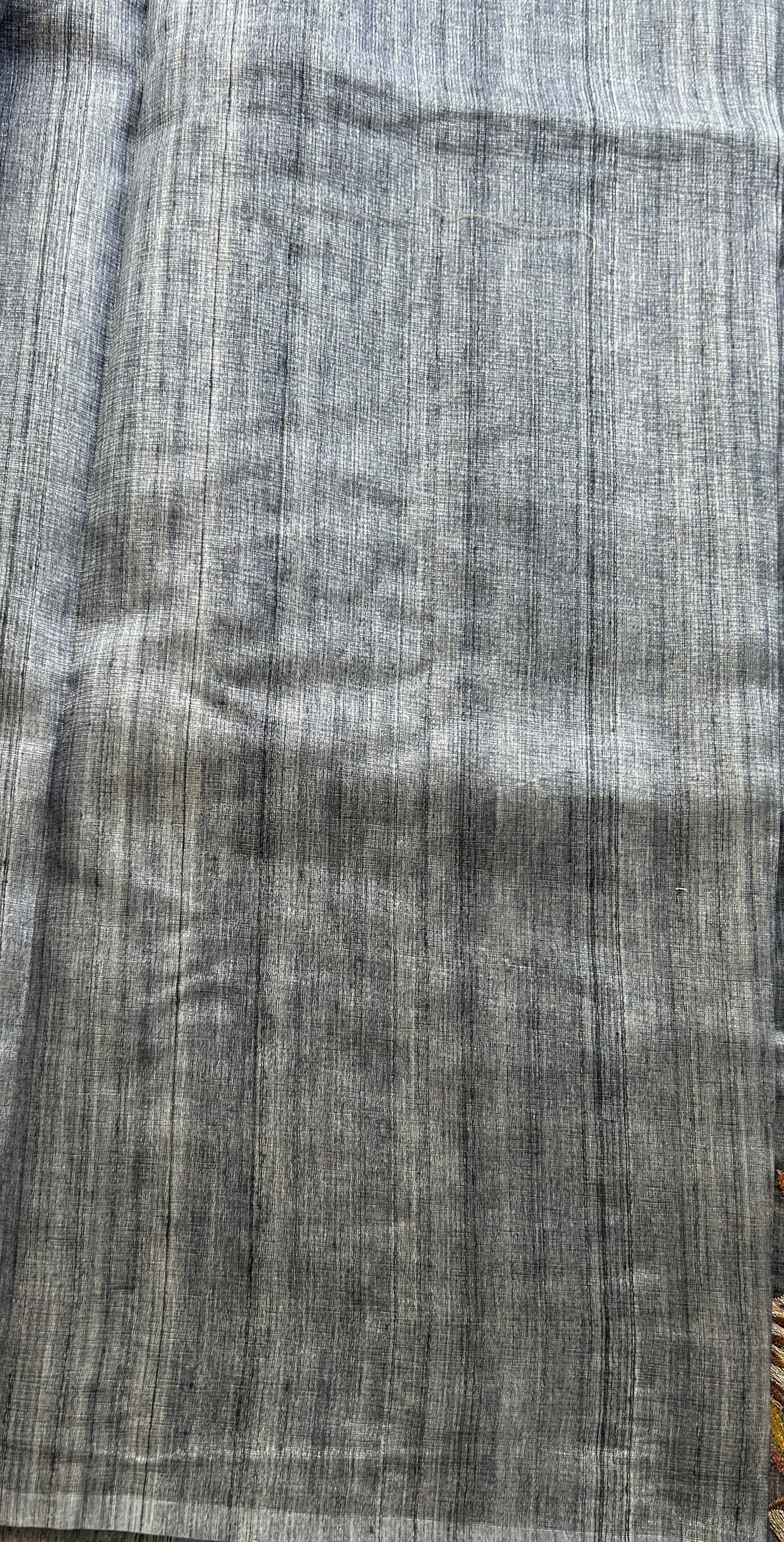 Semi Tussar Saree Ink Blue Colored Elegantly Paired with a Borderless. - Sampradaya Designer Studio