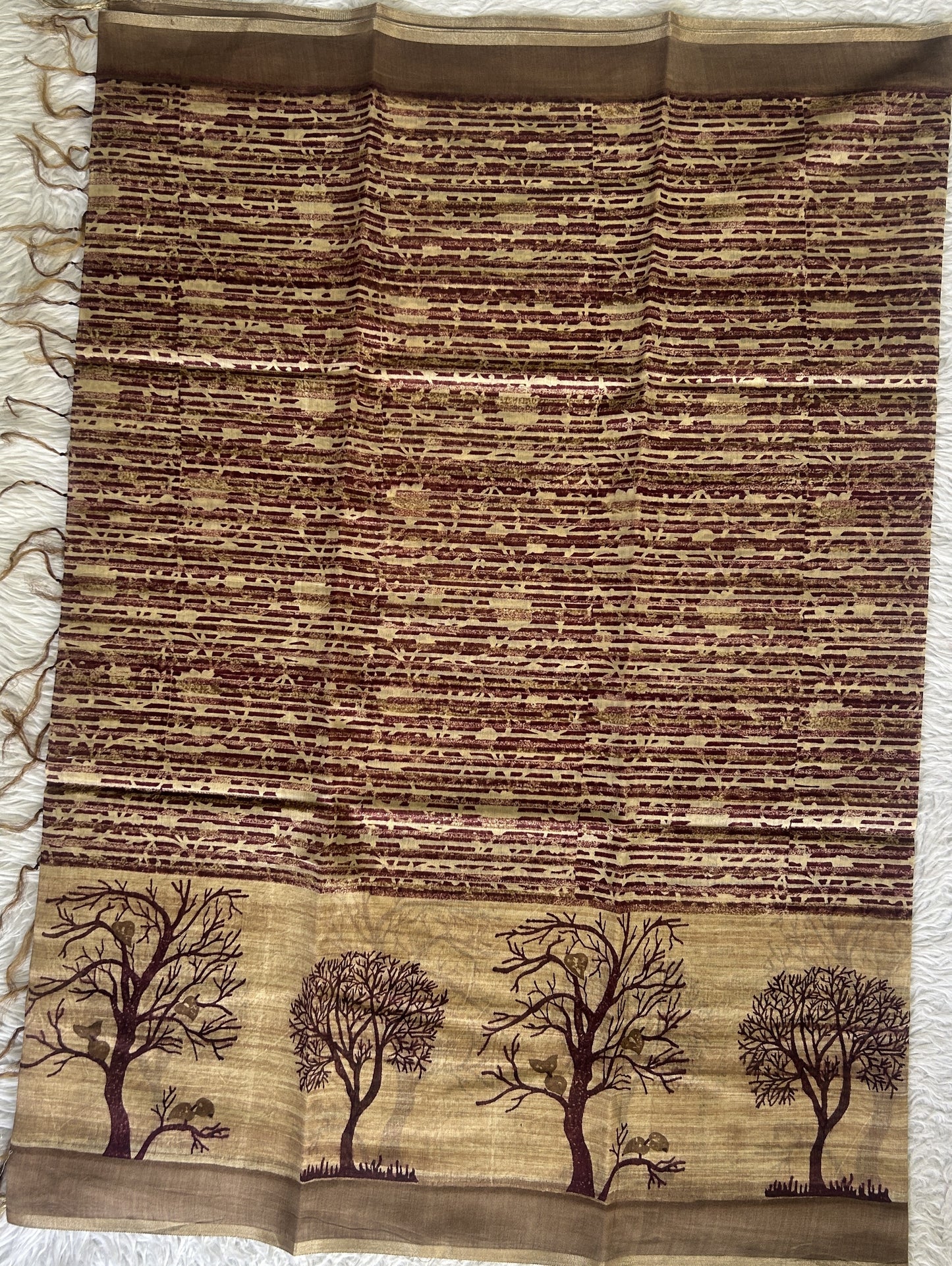 Chanderi Cotton Dress Material Biscuit Colored Complemented with a Borderless. - Sampradaya Designer Studio