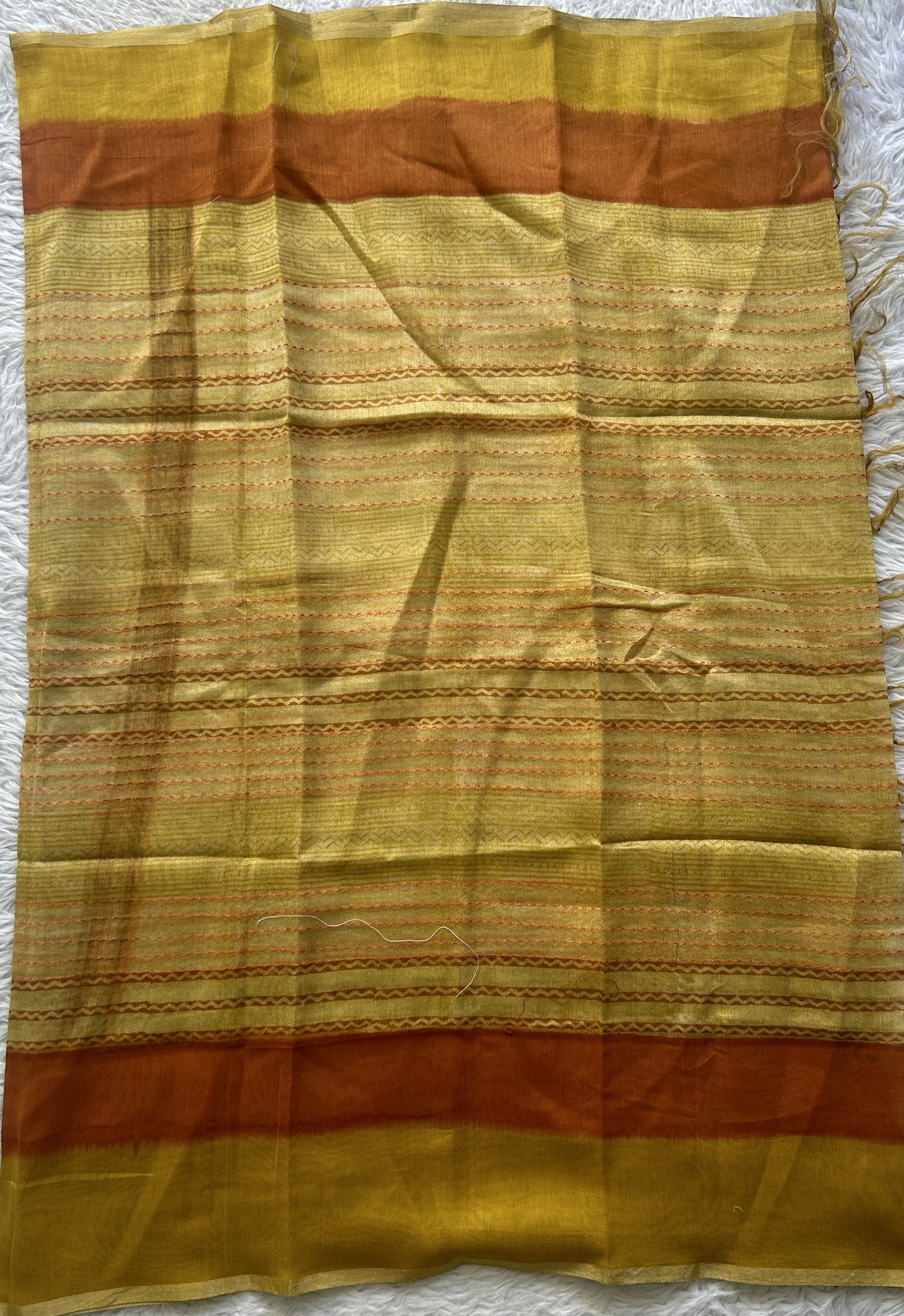 Chanderi Cotton Dress Material Yellow Colored Complemented with a Borderless. - Sampradaya Designer Studio