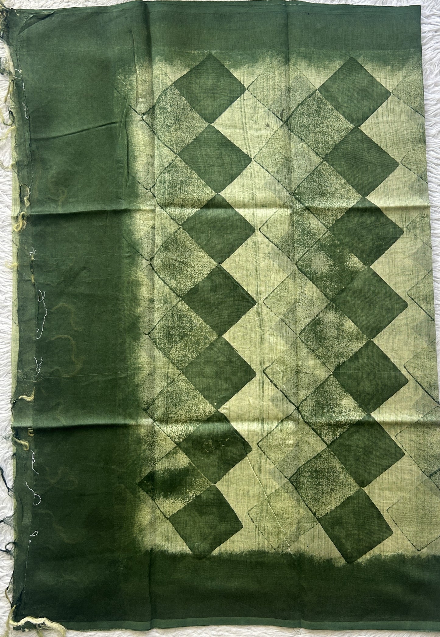 Chanderi Cotton Dress Material Dark Green Colored Complemented with a Borderless. - Sampradaya Designer Studio