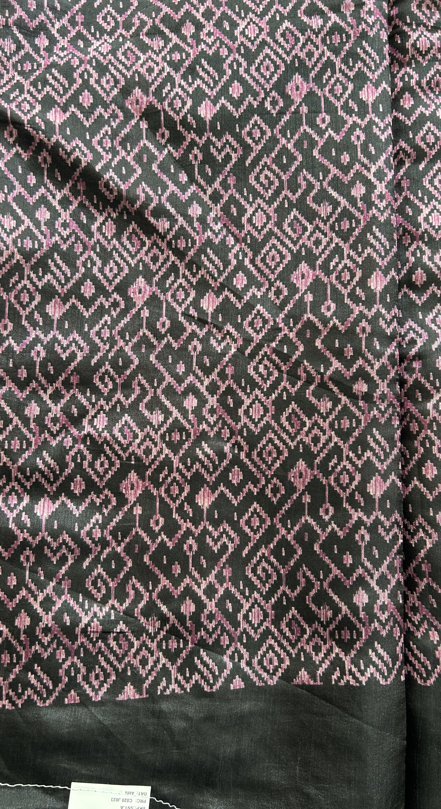 Semi Tussar Saree Black Colored complemented with a Lilac Thread Embroidery Border. - Sampradaya Designer Studio