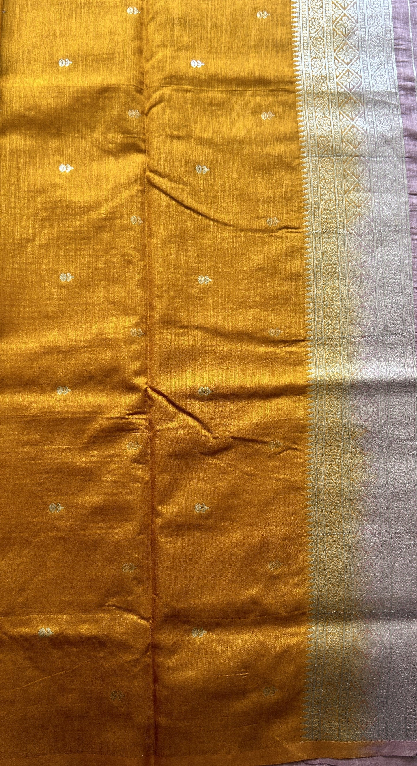 Semi Raw Silk Saree Light Onion Pink Colored Elegantly Paired with a Zari Border. - Sampradaya Designer Studio