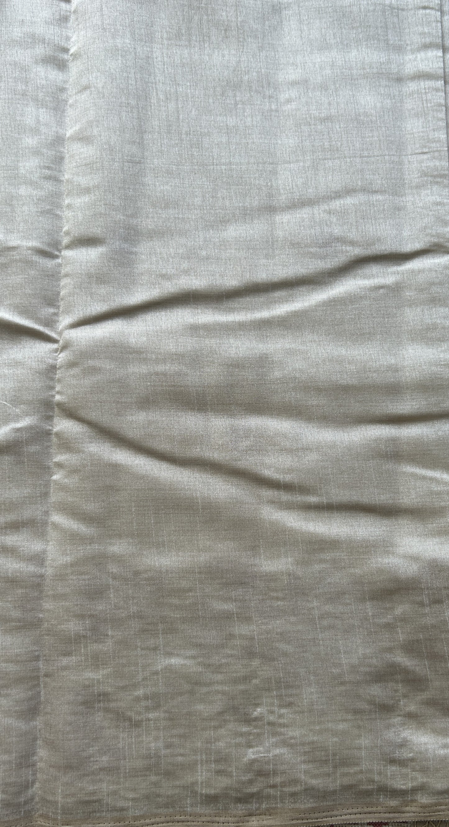 Semi Tussar Saree Cream Colored complemented with a Embroidered Scallop Border. - Sampradaya Designer Studio