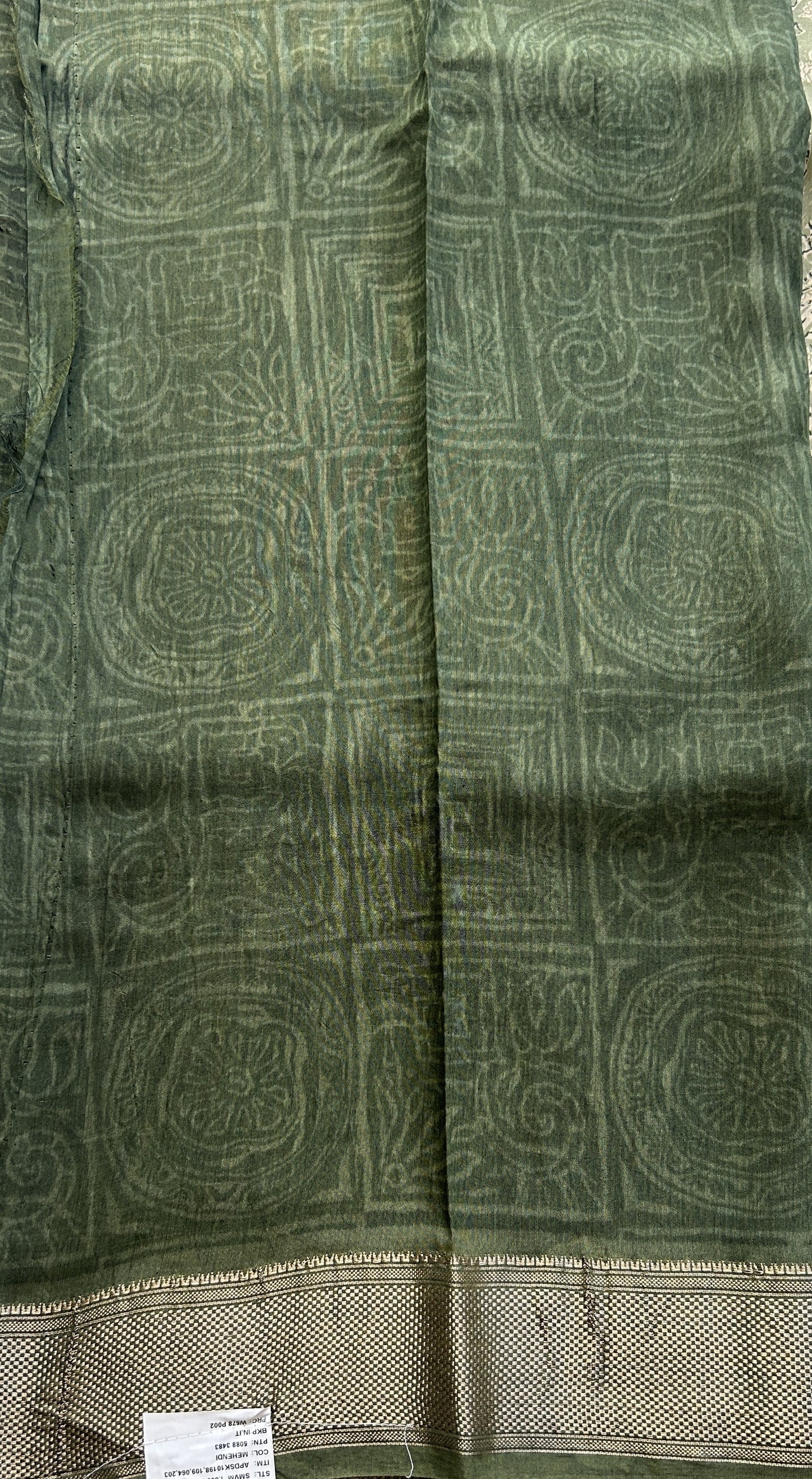 Dola Crepe Saree Light Green Colored Elegantly Paired with a Zari Border. - Sampradaya Designer Studio