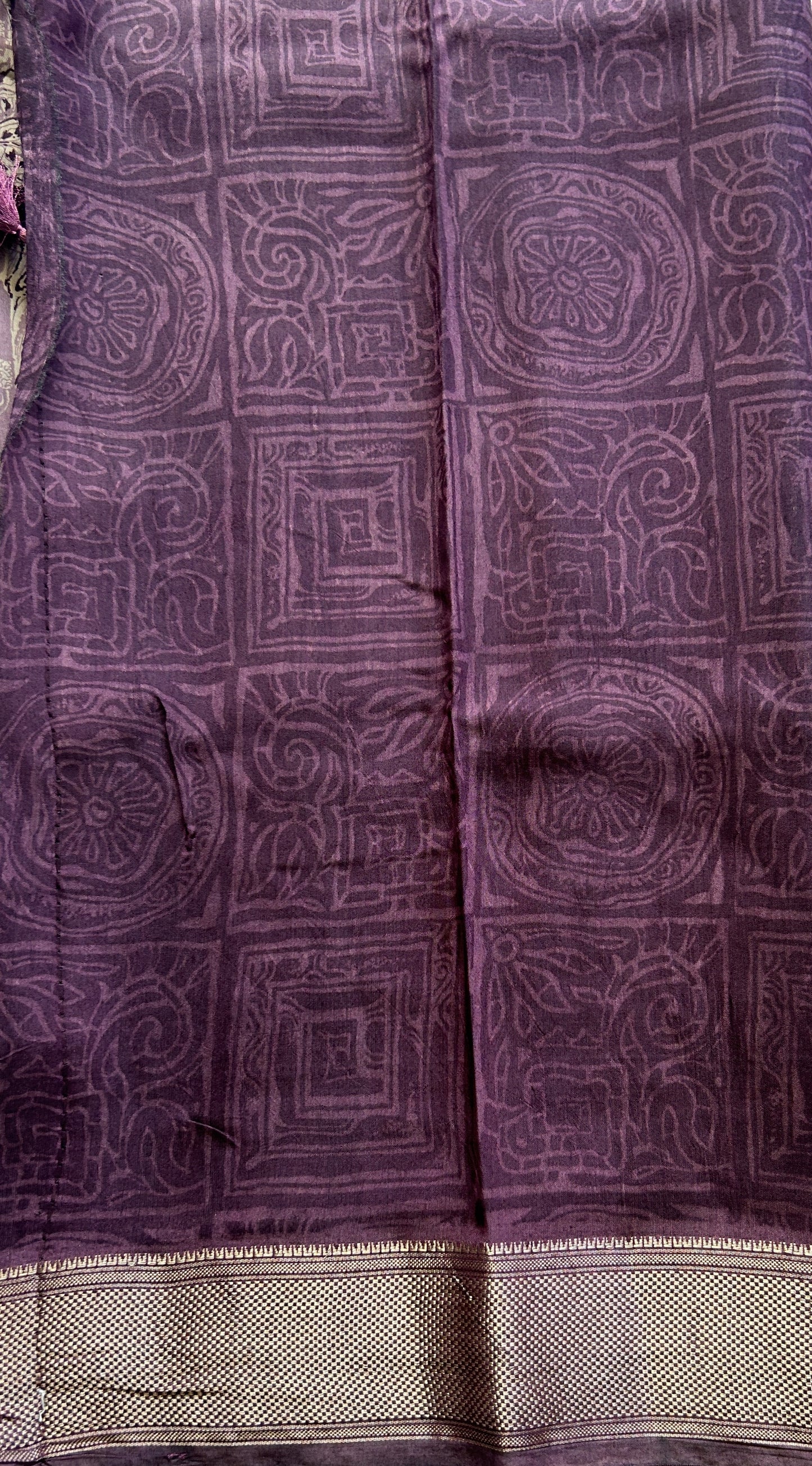 Dola Crepe Saree Light Purple Colored Elegantly Paired with a Zari Border. - Sampradaya Designer Studio