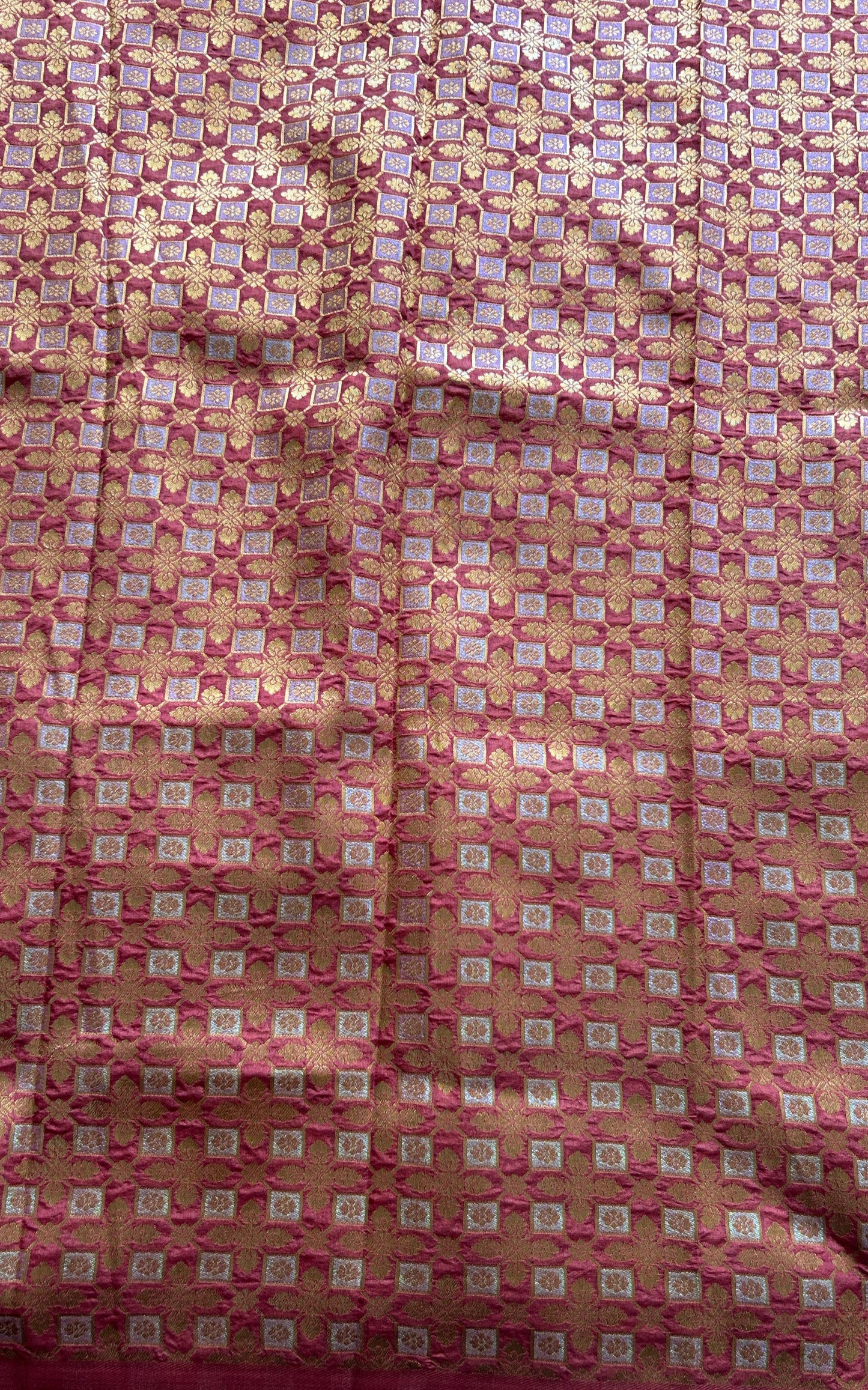 Mangalagiri Plain Pattu Saree Lilac colored complemented with a Zari Border - Sampradaya Designer Studio