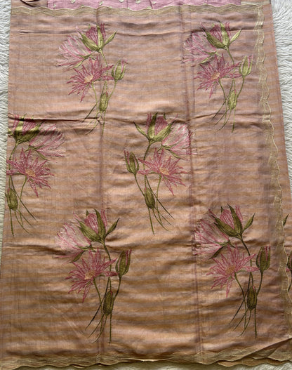 Tissue Organza Designer Saree Light Pink colored Saree Paired with a Thread border. - Sampradaya Designer Studio