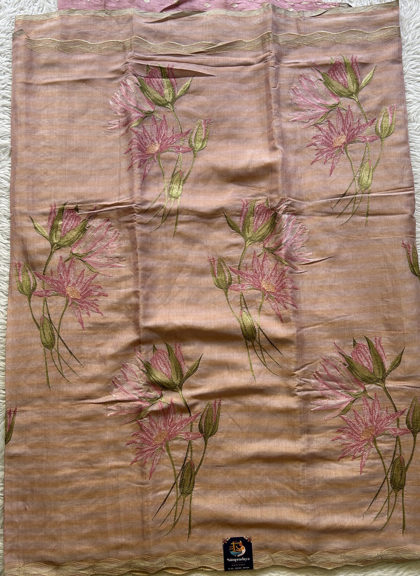 Tissue Organza Designer Saree Light Pink colored Saree Paired with a Thread border. - Sampradaya Designer Studio