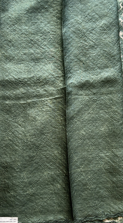 Pure Tussar Silk Saree Green Color Complemented with a Borderless. - Sampradaya Designer Studio