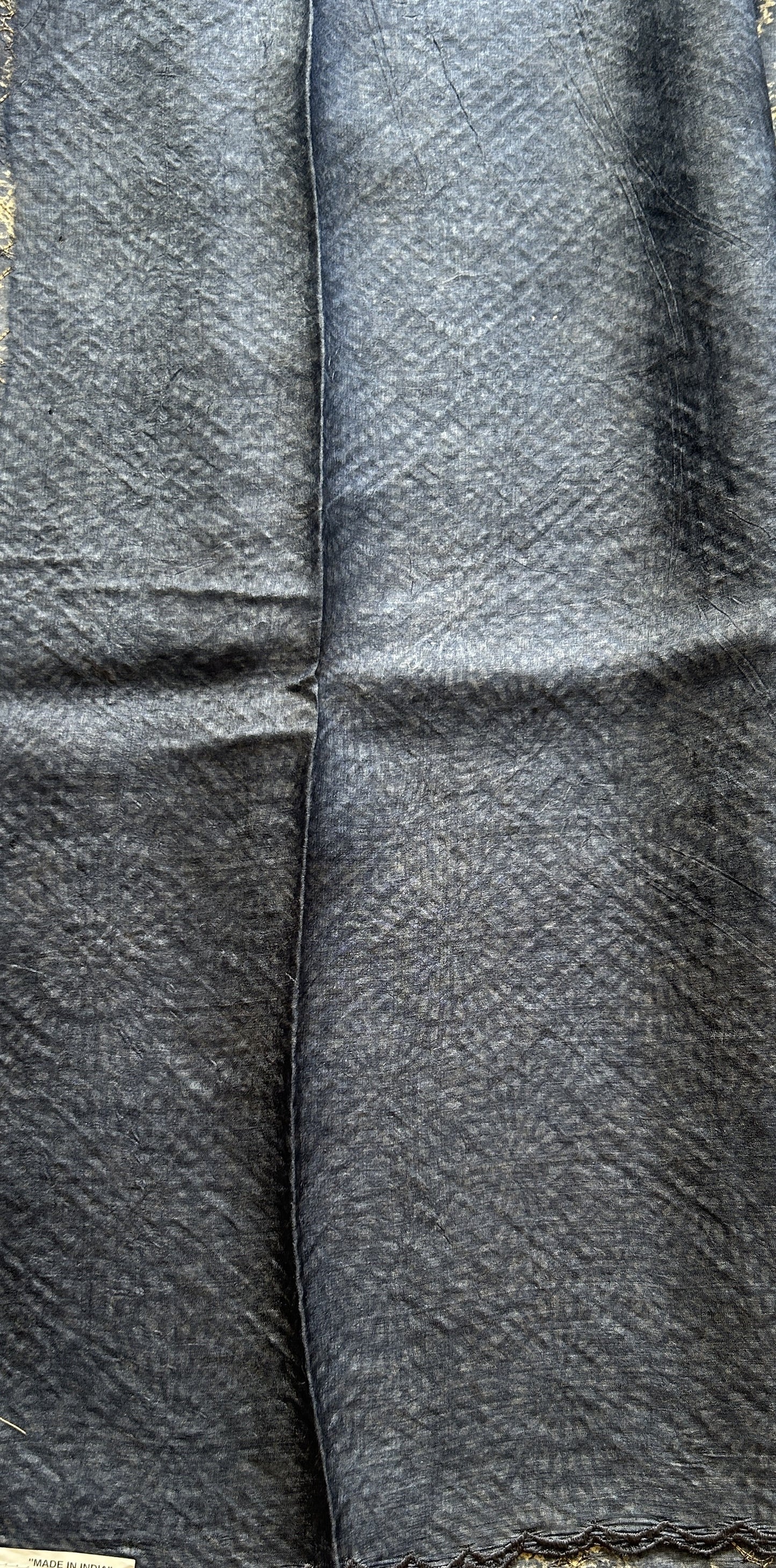 Pure Tussar Silk Saree Navy Blue Color Complemented with a Borderless. - Sampradaya Designer Studio