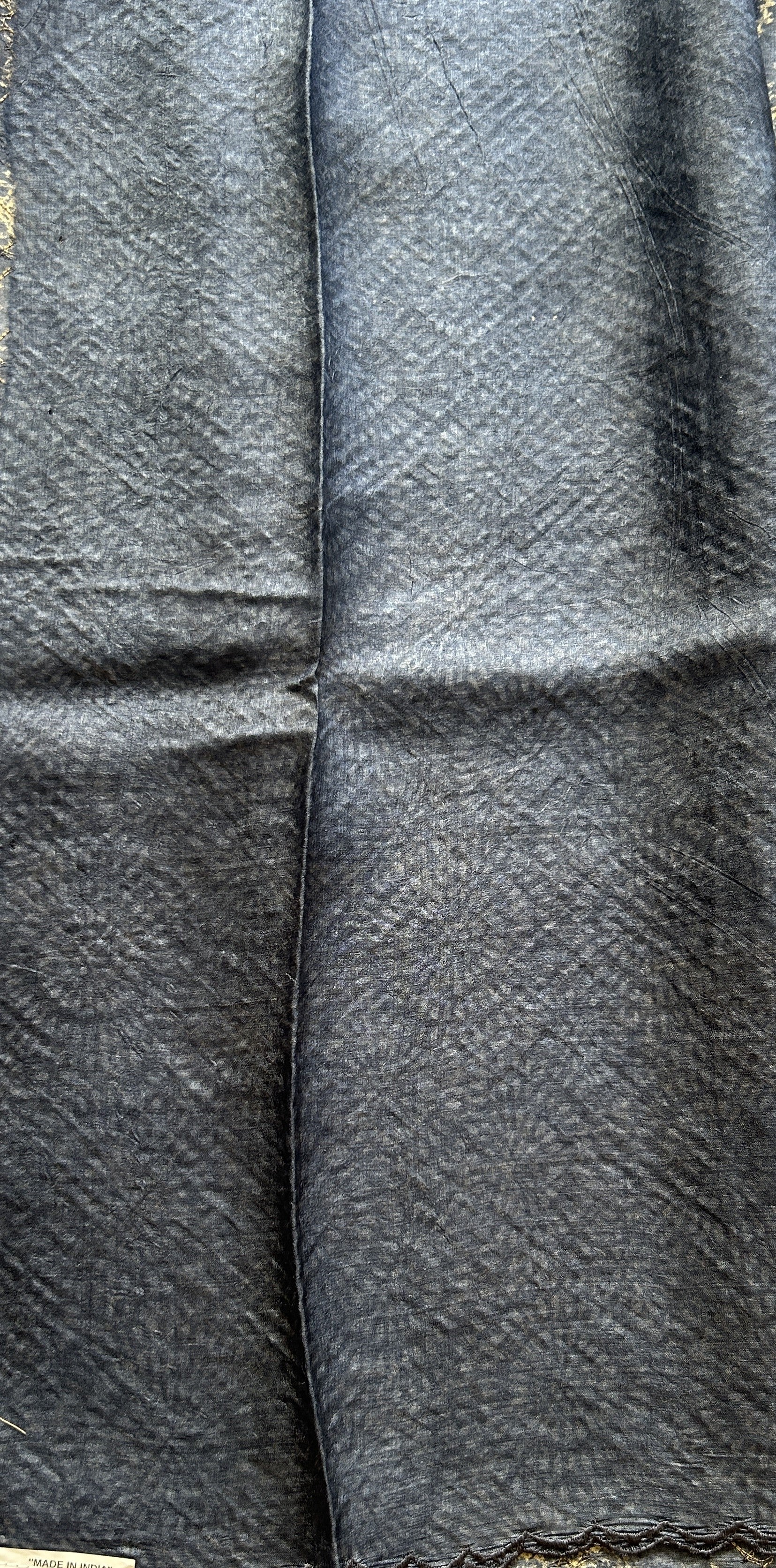 Pure Tussar Silk Saree Navy Blue Color Complemented with a Borderless. - Sampradaya Designer Studio