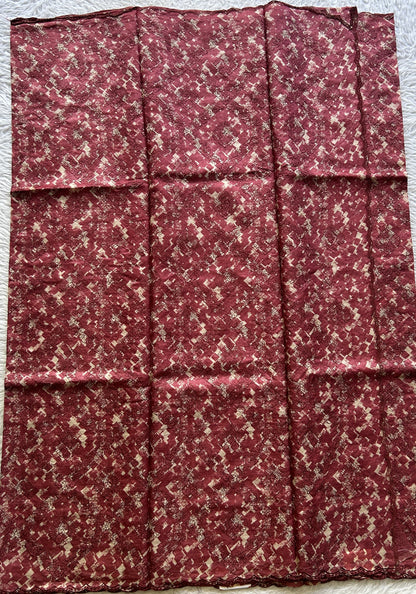Pure Tussar Silk Saree Onion Pink Color Complemented with a Borderless. - Sampradaya Designer Studio