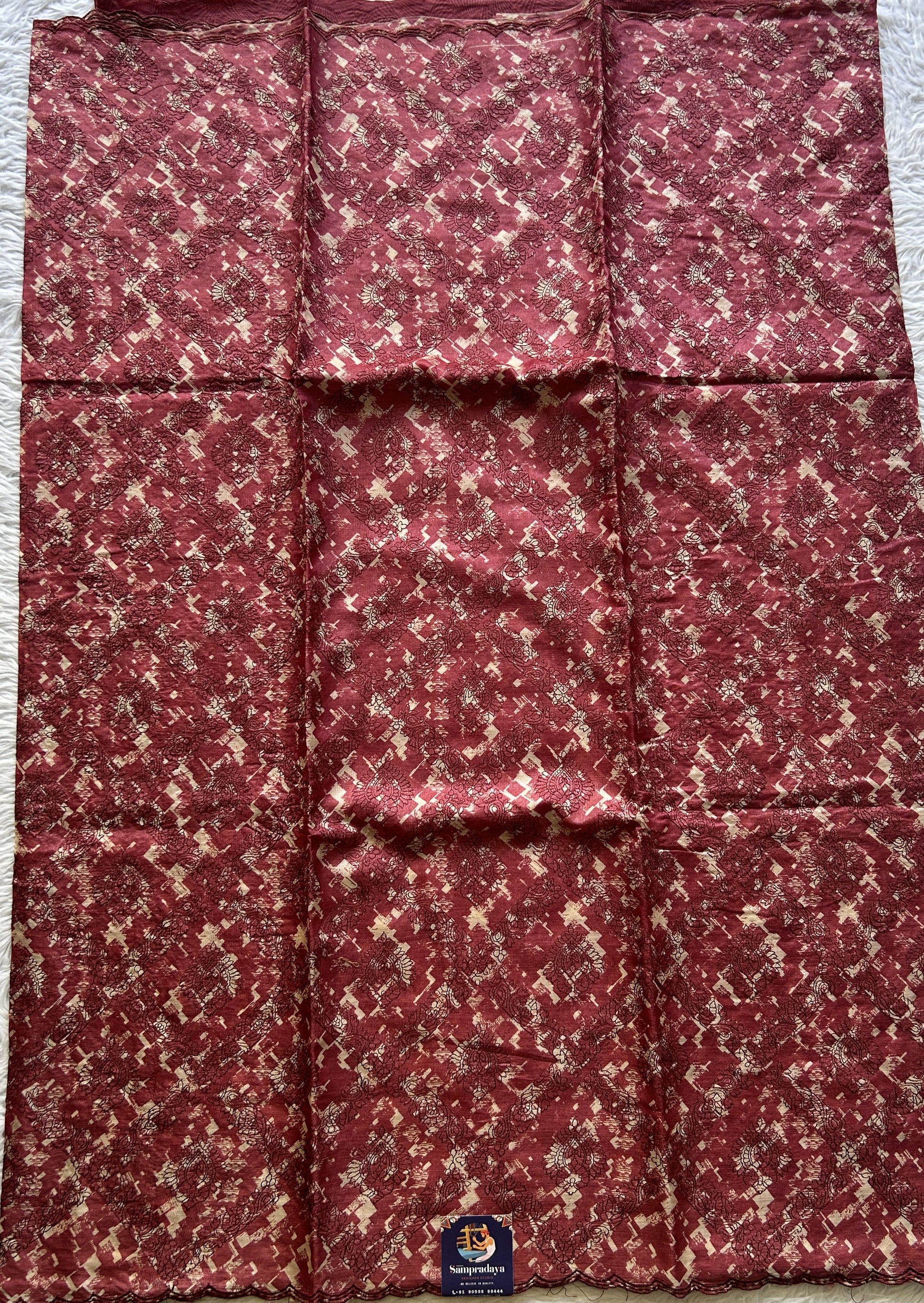 Pure Tussar Silk Saree Onion Pink Color Complemented with a Borderless. - Sampradaya Designer Studio